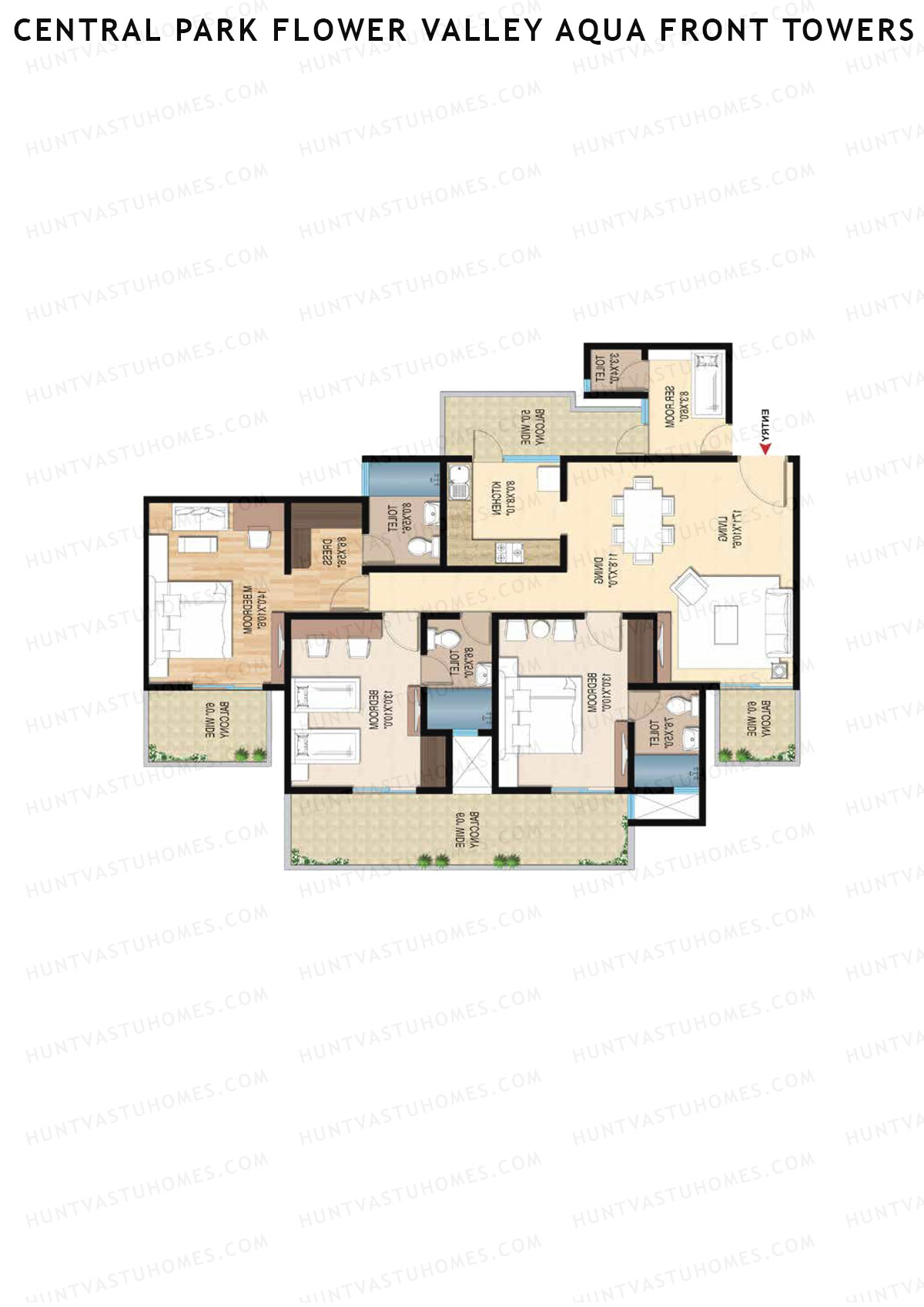 Central Park Flower Valley Aqua Front Towers Tower I Unit 4 Floor Plan