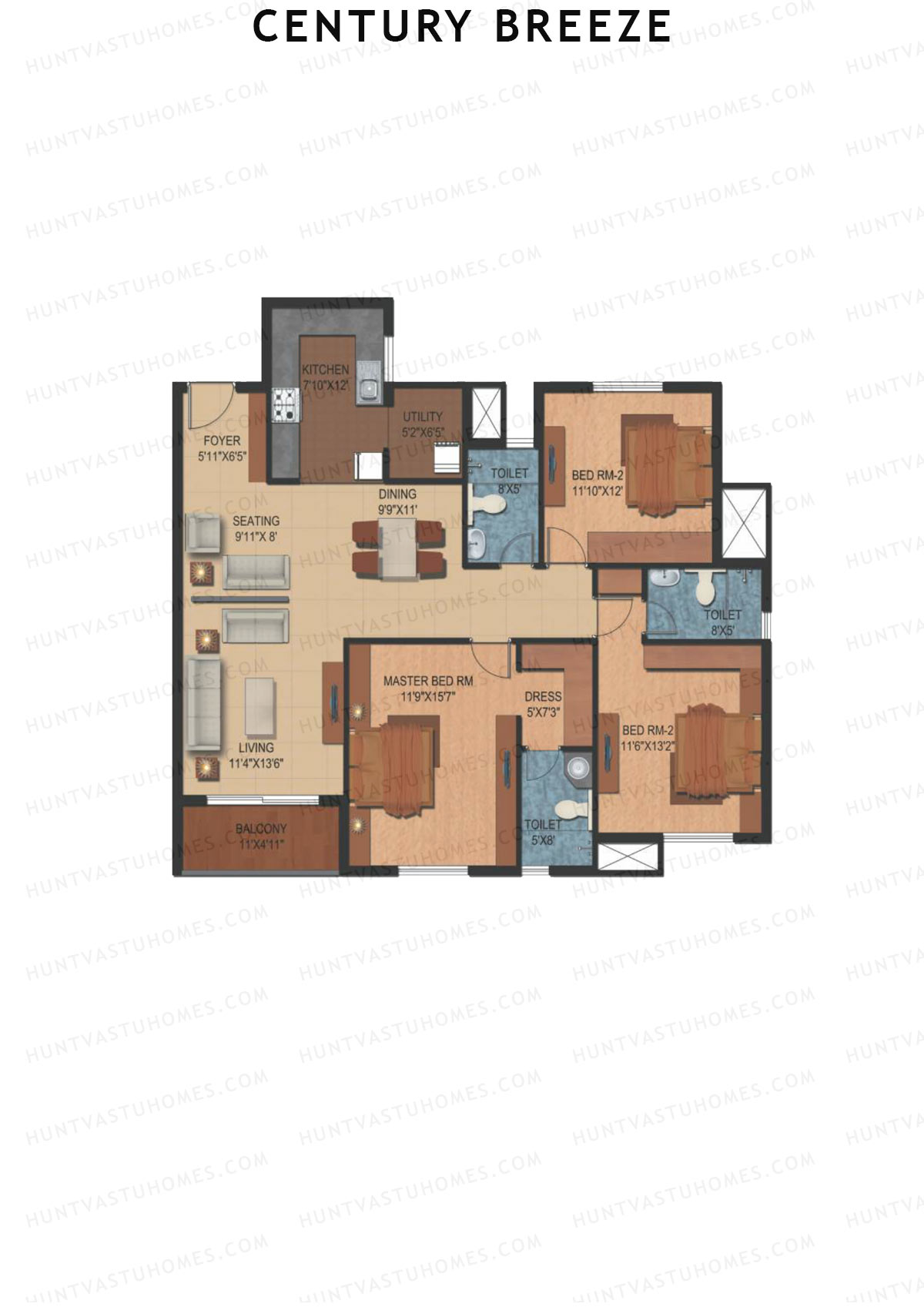 Century Breeze Block A Unit 1 (Type C) Floor Plan