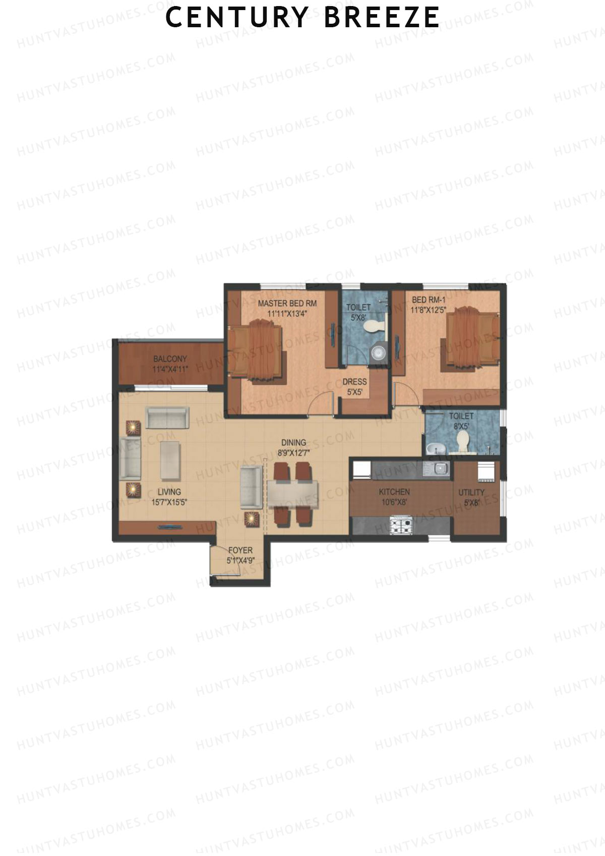 Century Breeze Block A Unit 5 (Type A) Floor Plan