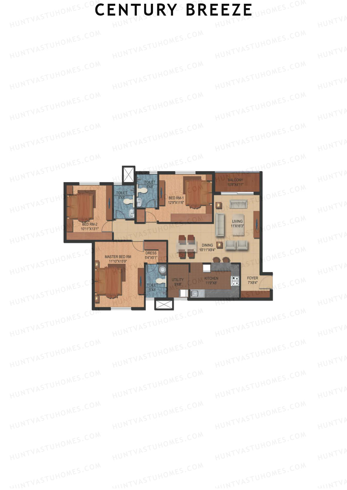 Century Breeze Block C Unit 11 (Type F) Floor Plan