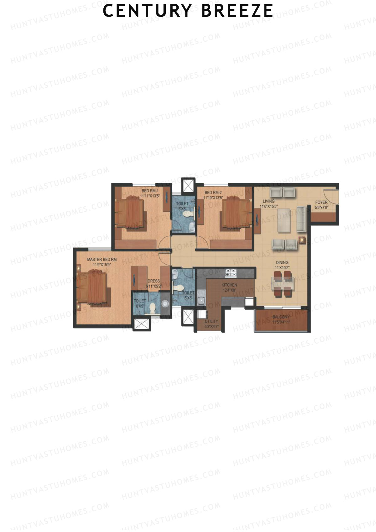 Century Breeze Block C Unit 7 (Type H) Floor Plan