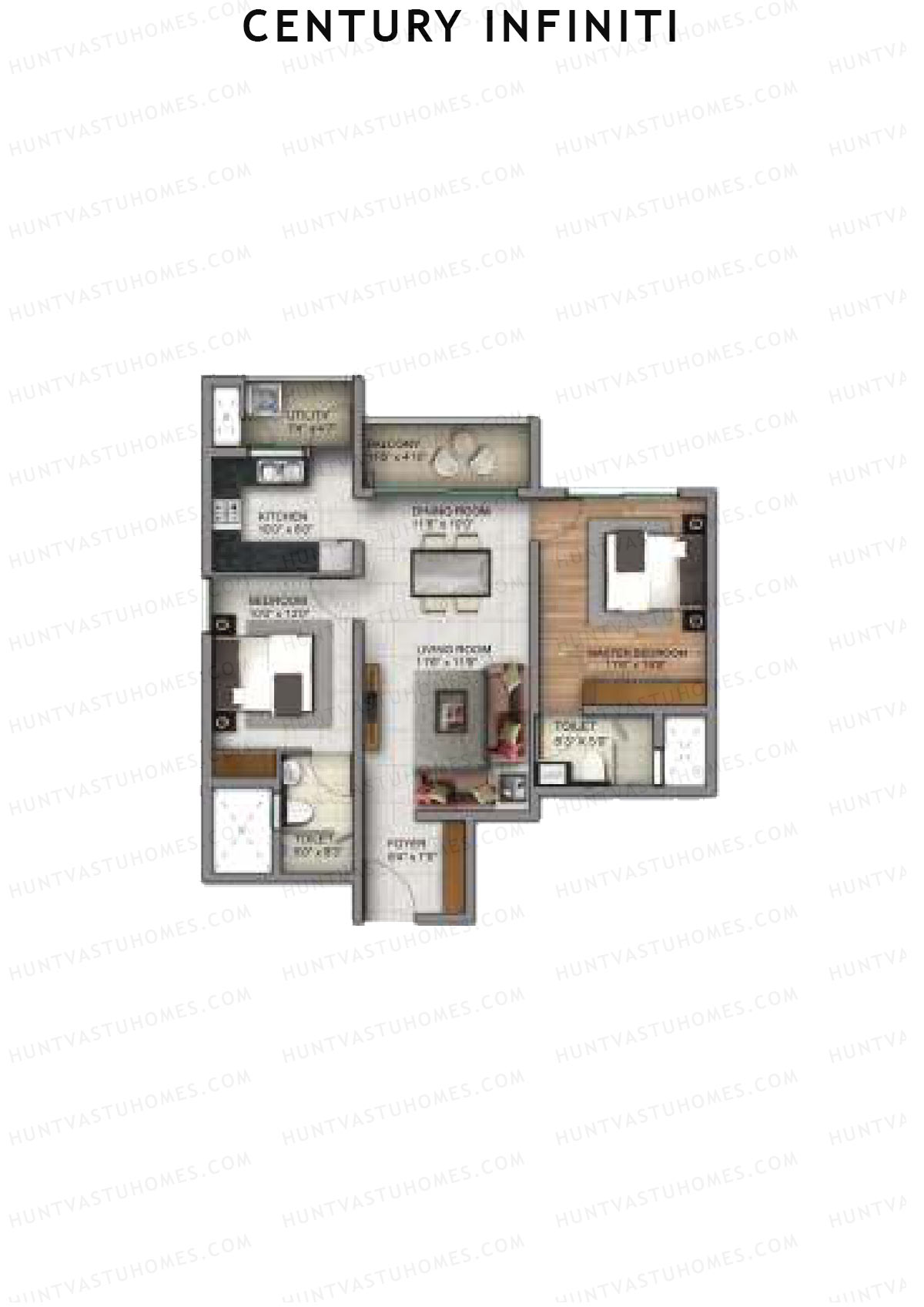 Century Infiniti Wing A Unit 3 (Type A) Floor Plan