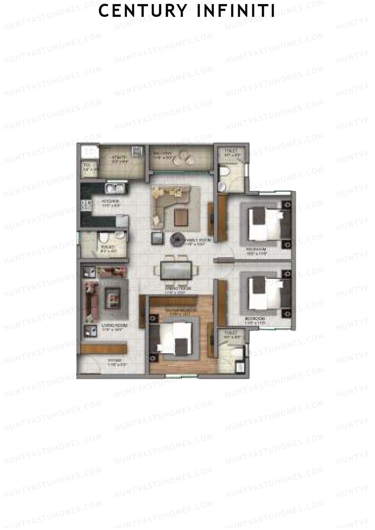 Century Infiniti Wing A Unit 4 (Type A) Floor Plan