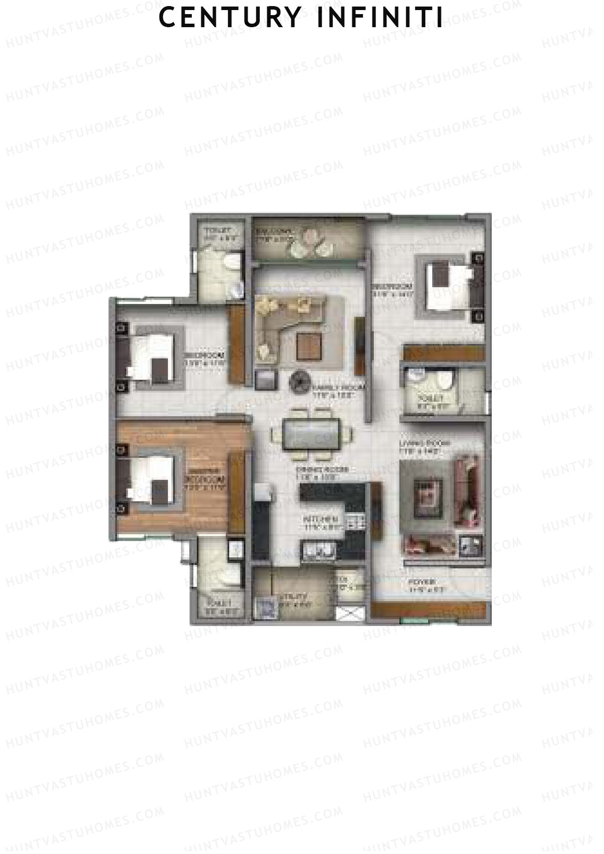 Century Infiniti Wing B Unit 1 (Type B) Floor Plan