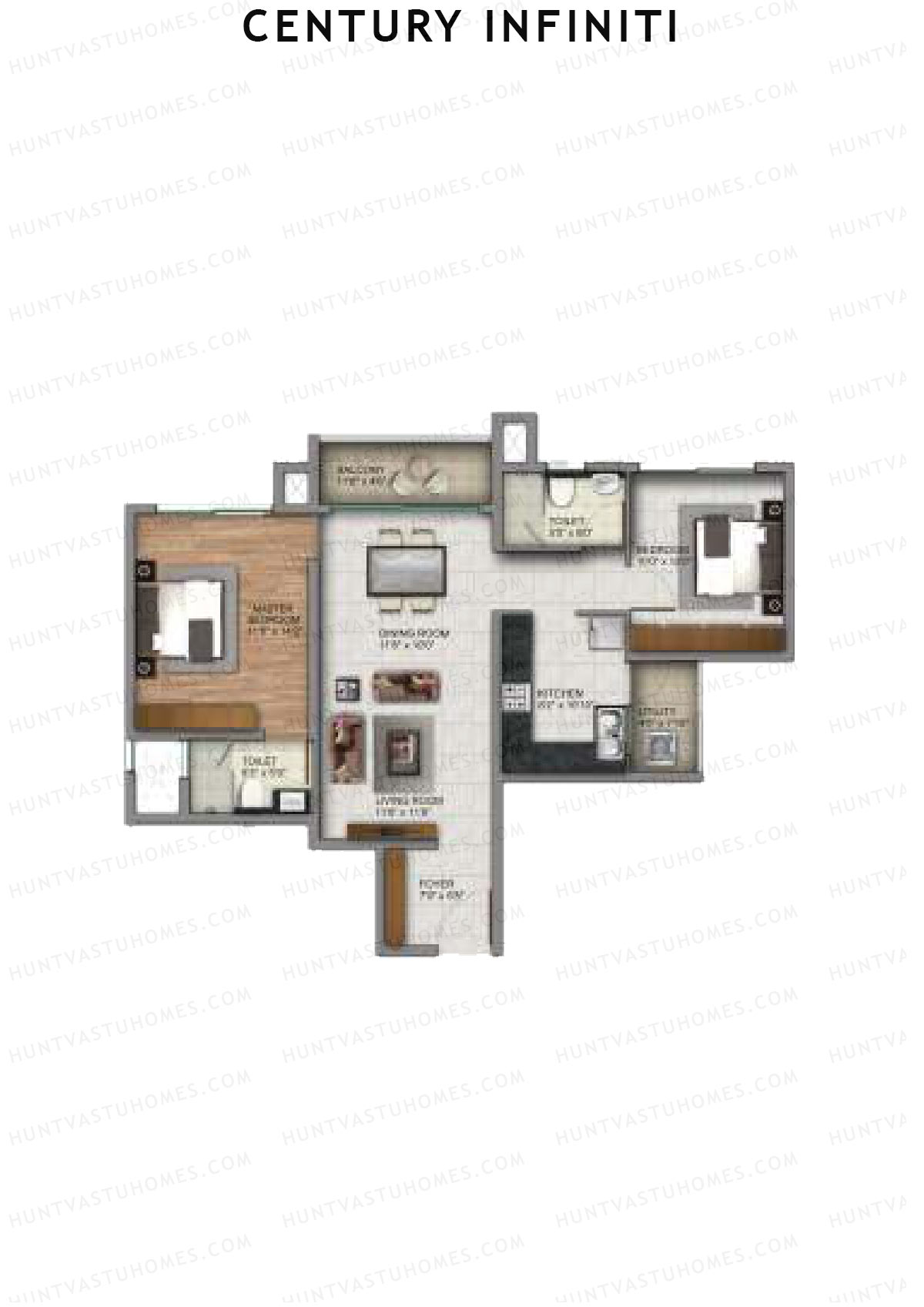 Century Infiniti Wing B Unit 2 (Type B) Floor Plan