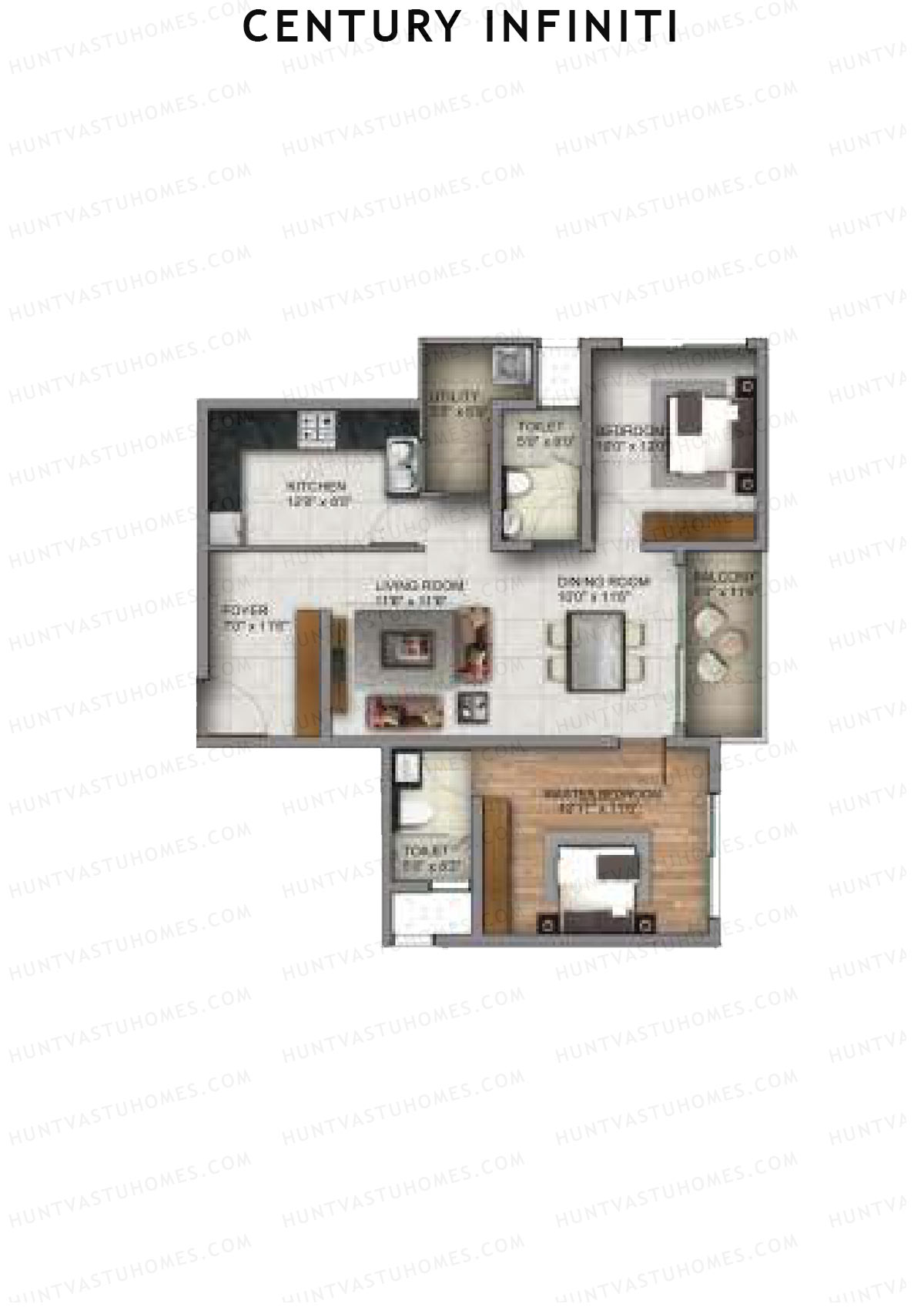 Century Infiniti Wing B Unit 3 (Type B) Floor Plan