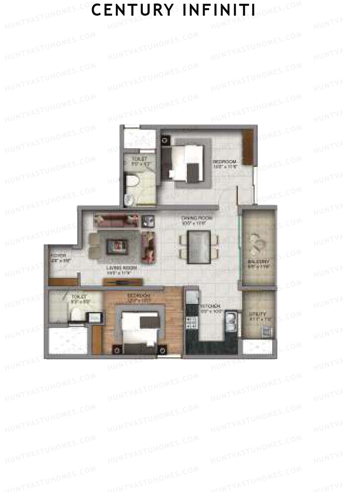 Century Infiniti Wing C Unit 2 (Type C) Floor Plan