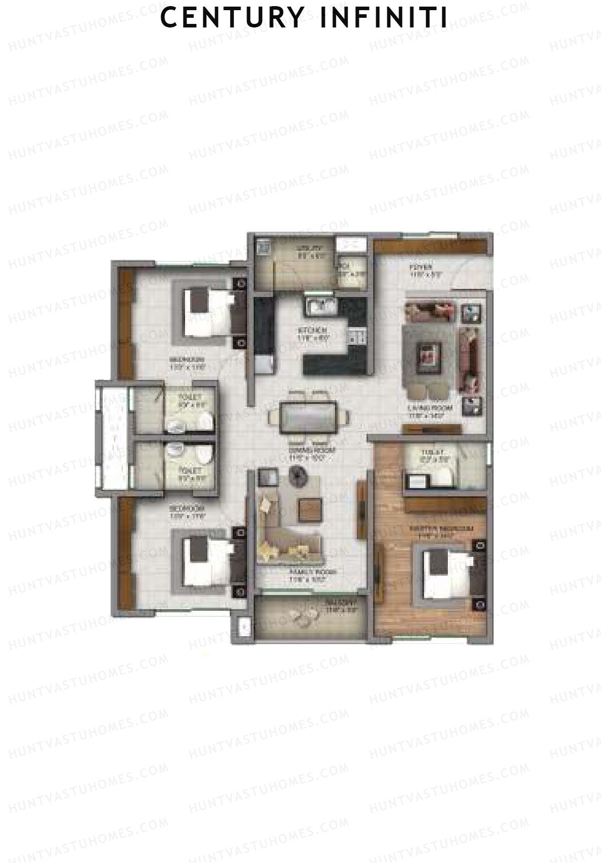 Century Infiniti Wing C Unit 4 (Type C) Floor Plan