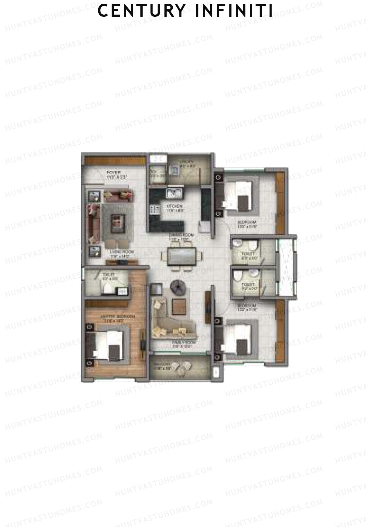 Century Infiniti Wing D Unit 1 (Type D) Floor Plan