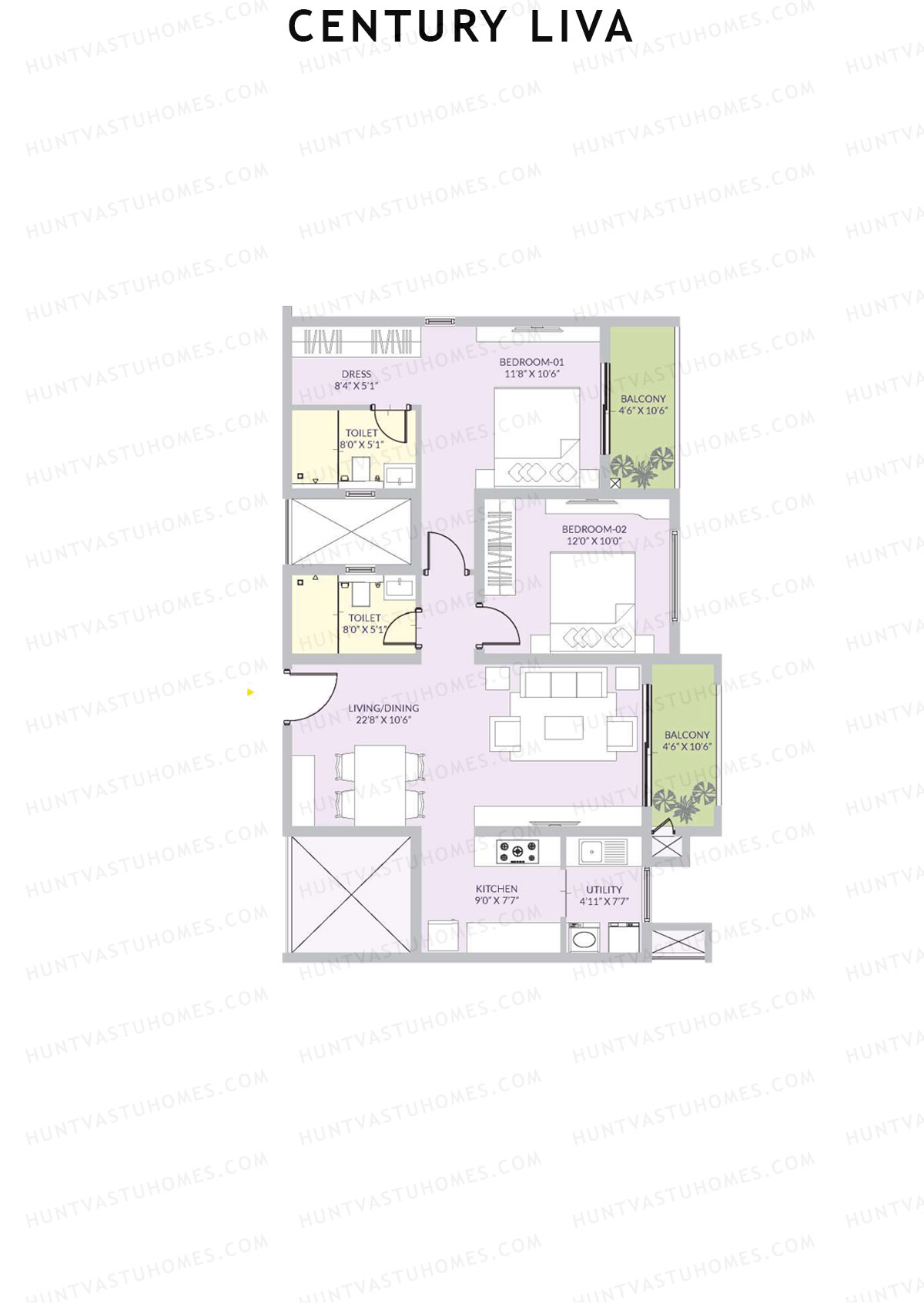 Century Liva Block A Unit 1 Floor Plan