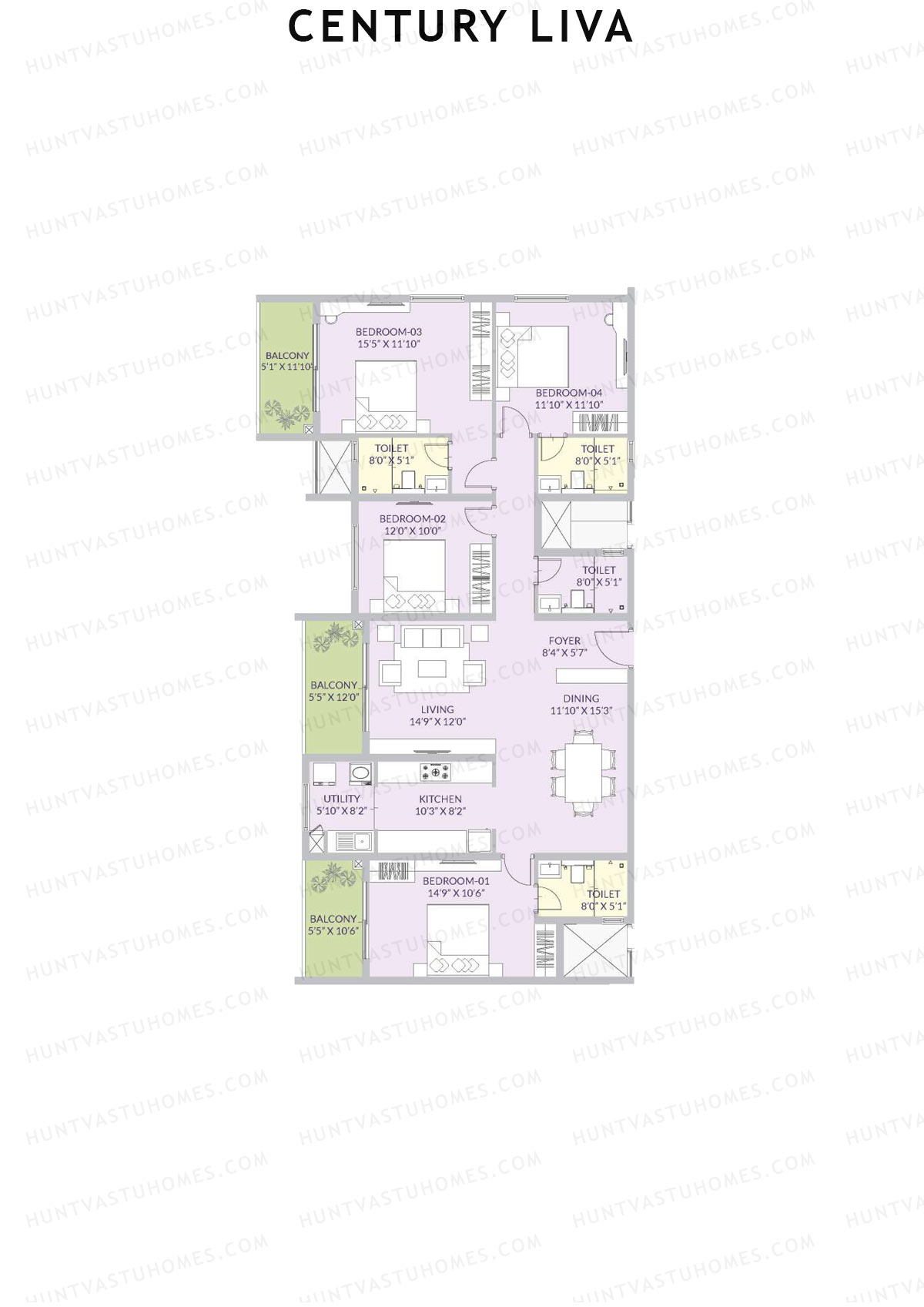 Century Liva Block A Unit 2 Floor Plan