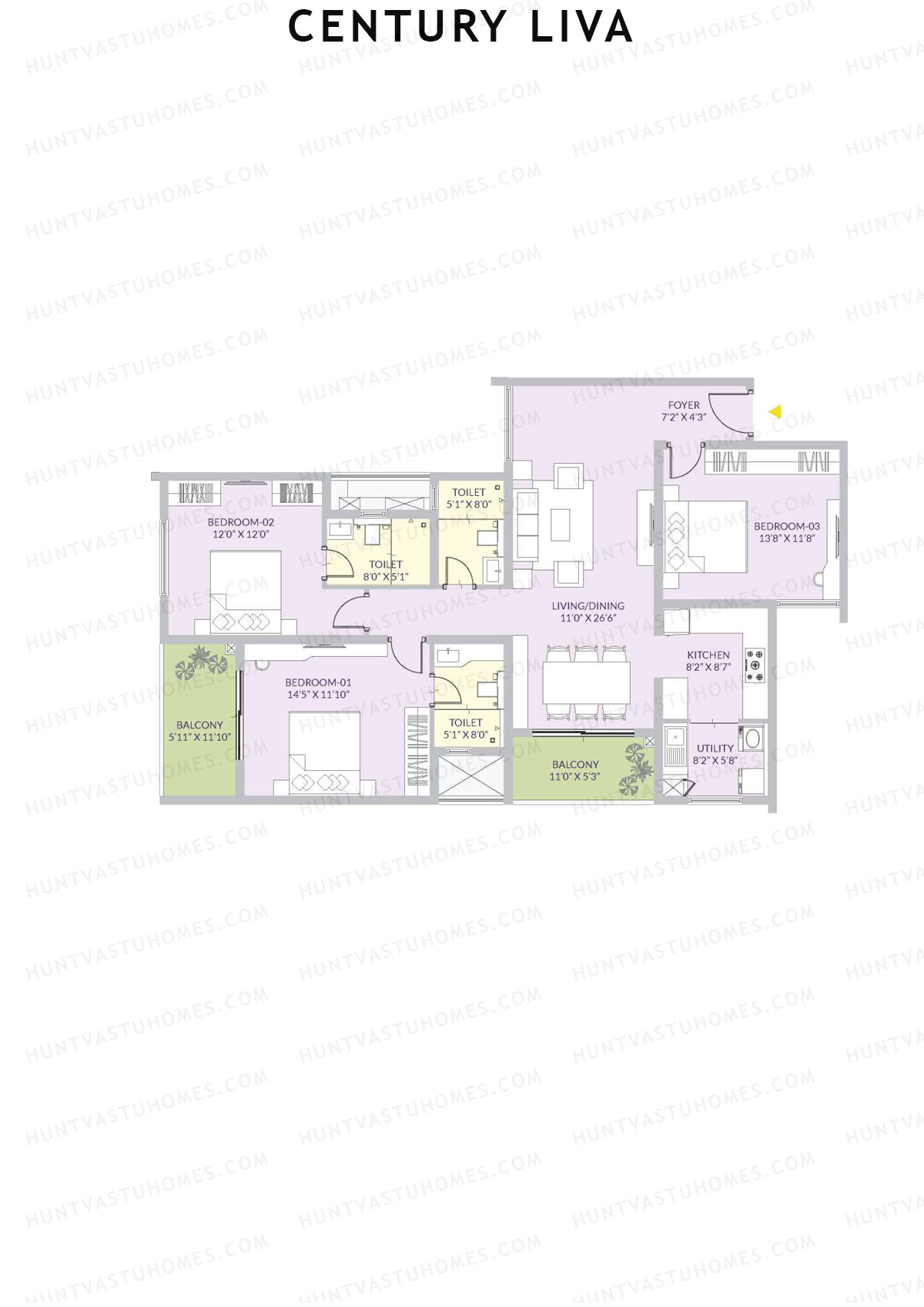 Century Liva Block A Unit 3 Floor Plan