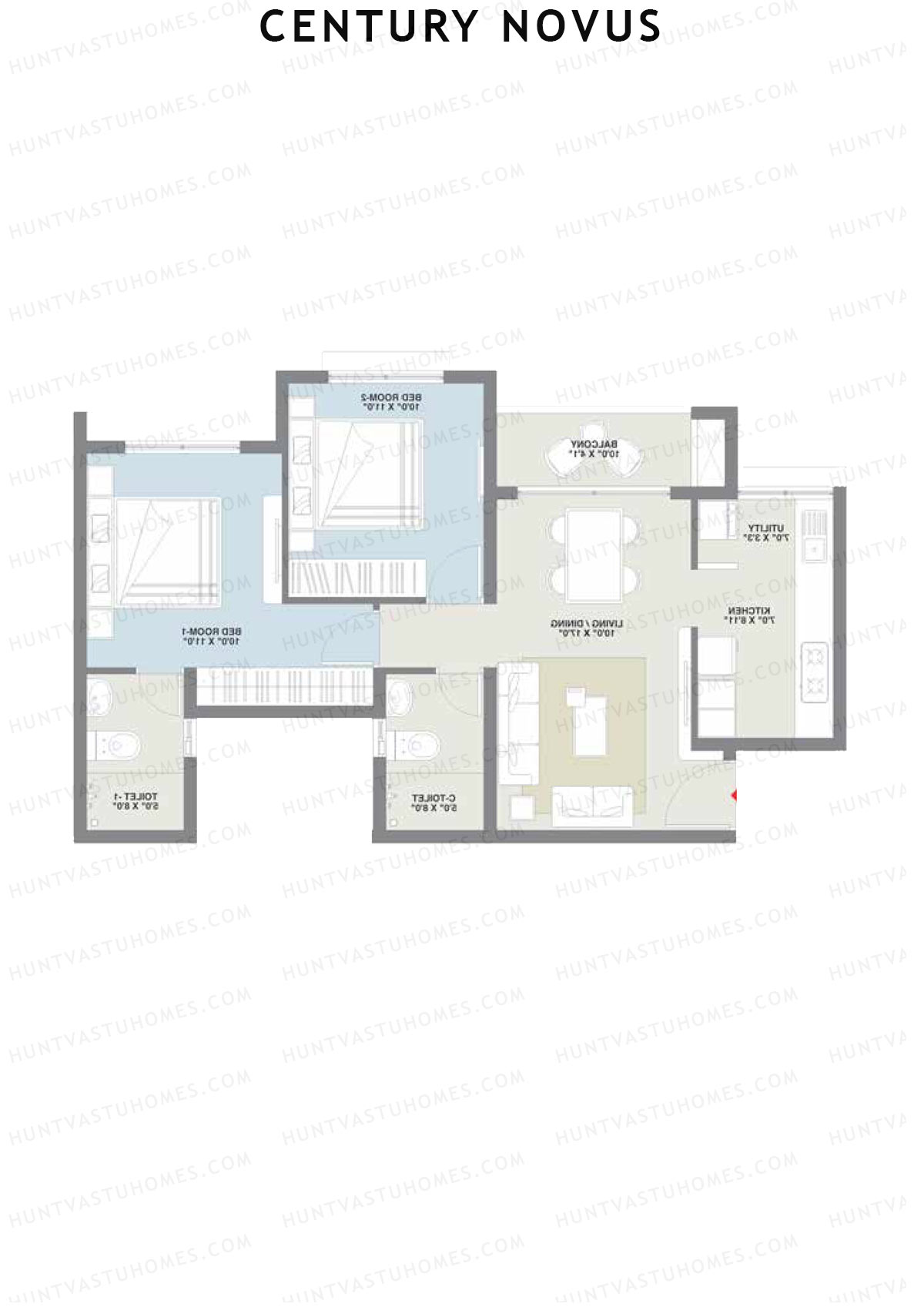Century Novus Tower B Unit 2 (Type B) Floor Plan