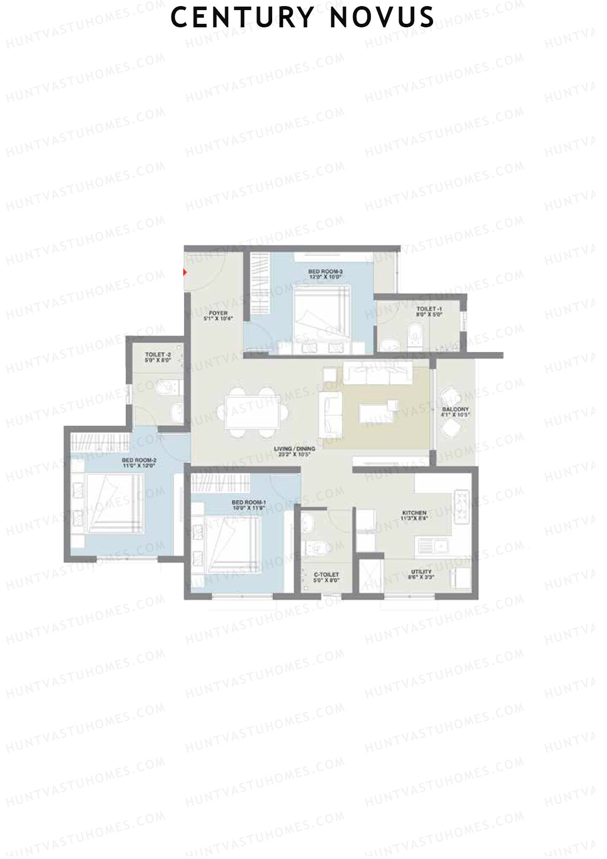 Century Novus Tower B Unit 4 (Type A) Floor Plan