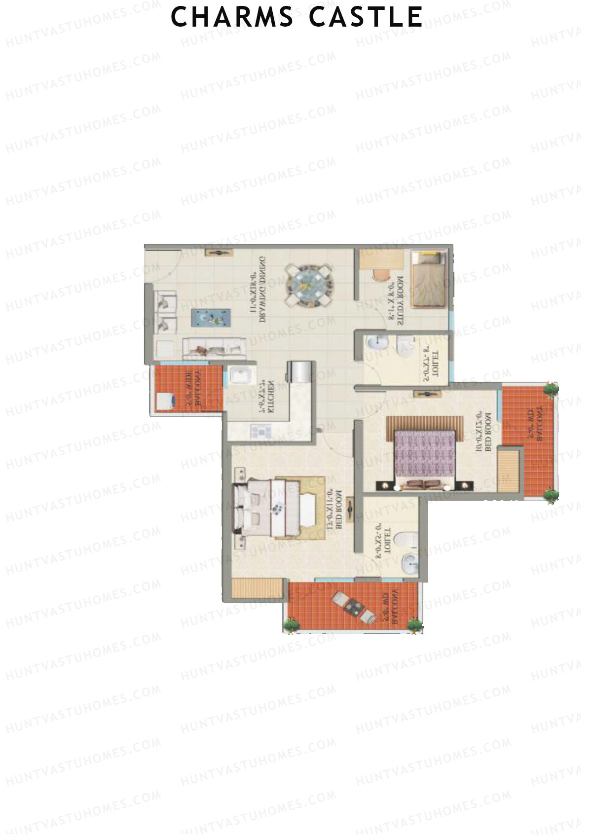 Charms Castle Tower F Unit 1 Floor Plan