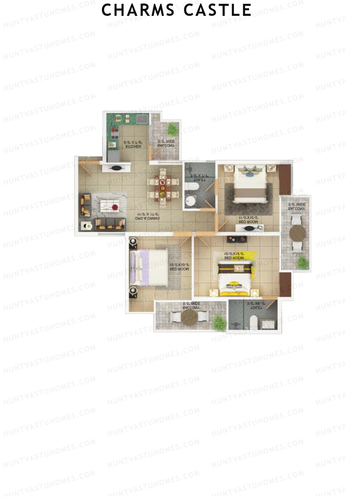 Charms Castle Tower H2 Unit 3 Floor Plan