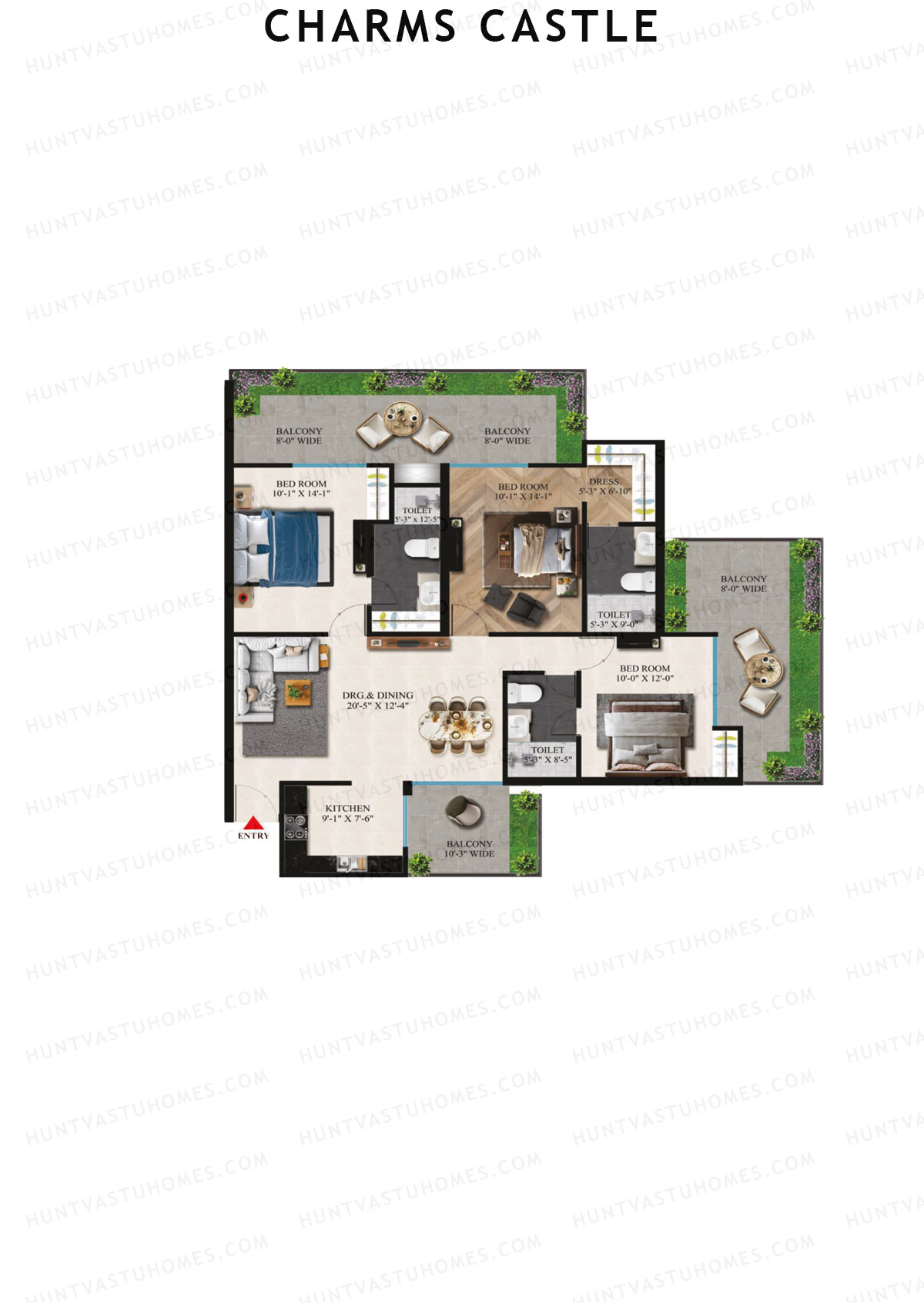 Charms Castle, Iconic, Unit 5, 3BHK, Super Area 2085   sq ft 