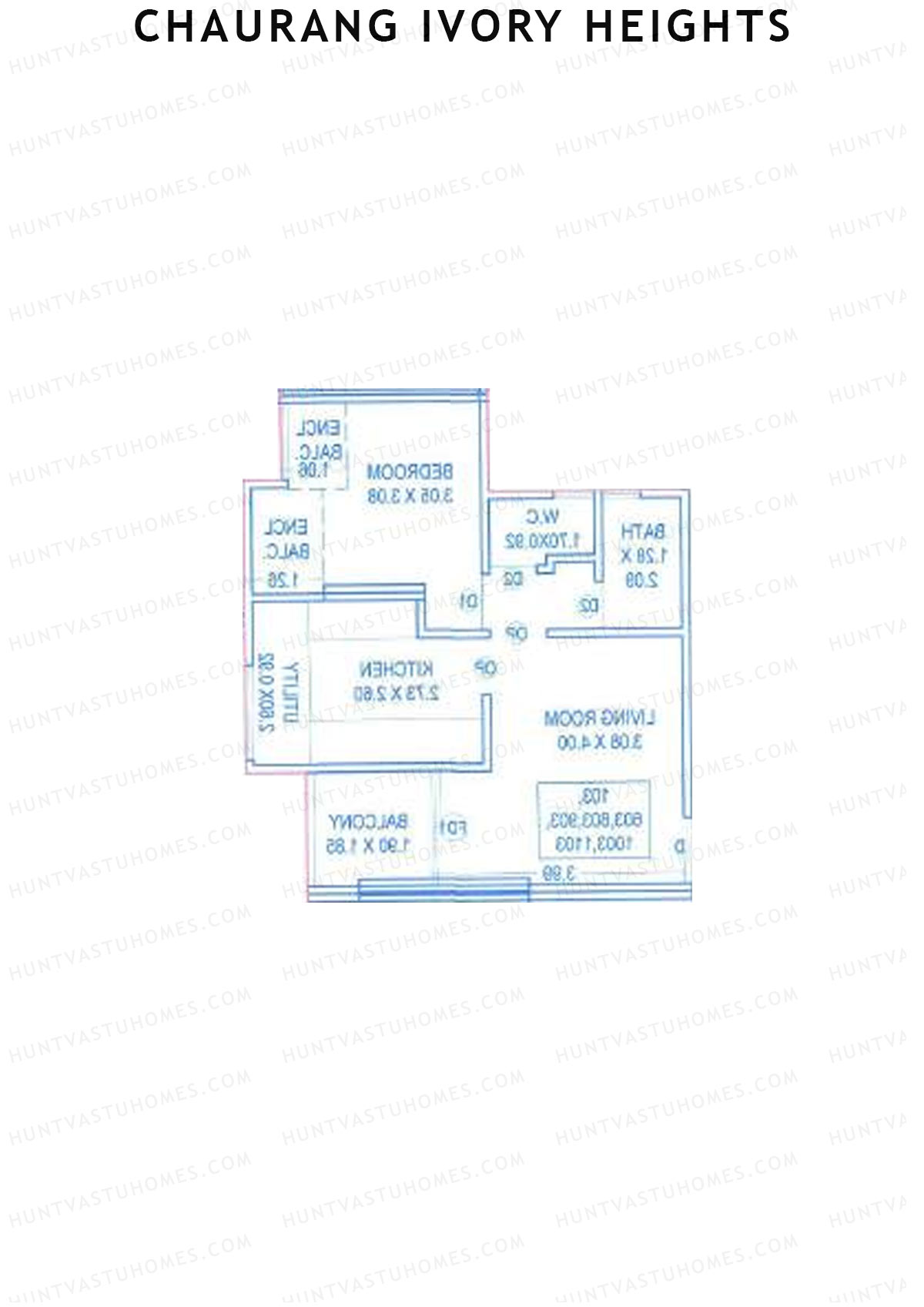 Chaurang Ivory Heights, Wing C, Unit 10, 1BHK, Carpet Area 486   sq ft 