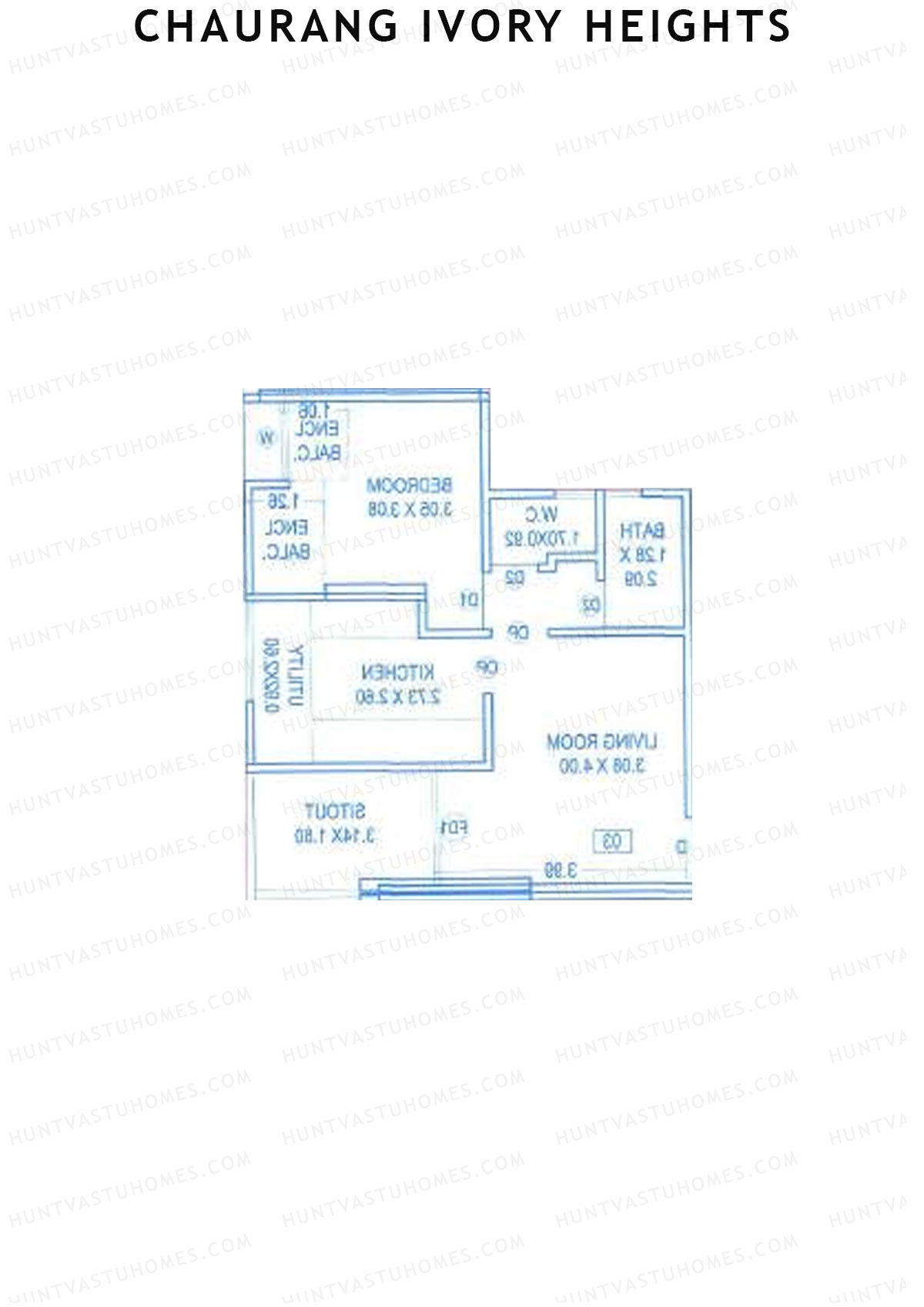 Chaurang Ivory Heights, Wing C, Unit 10, 1BHK, Carpet Area 508   sq ft 