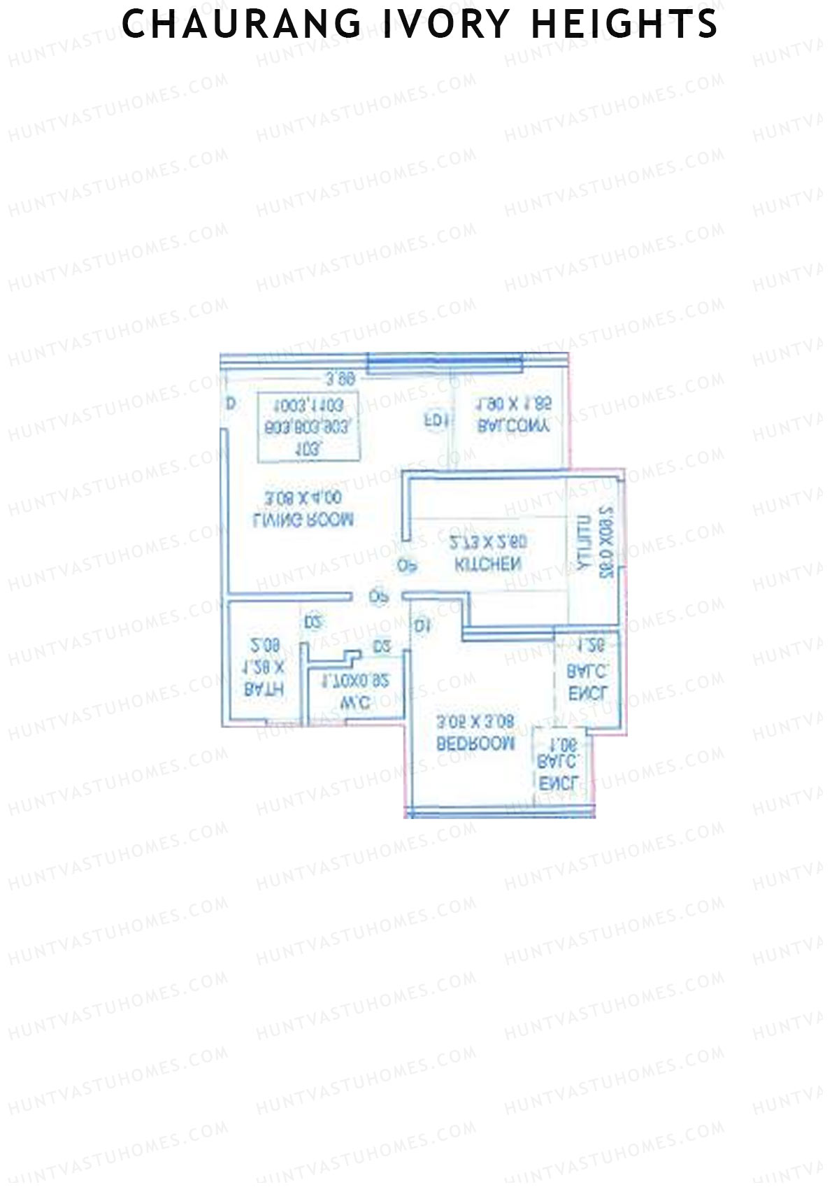 Chaurang Ivory Heights, Wing C, Unit 4, 1BHK, Carpet Area 486   sq ft 