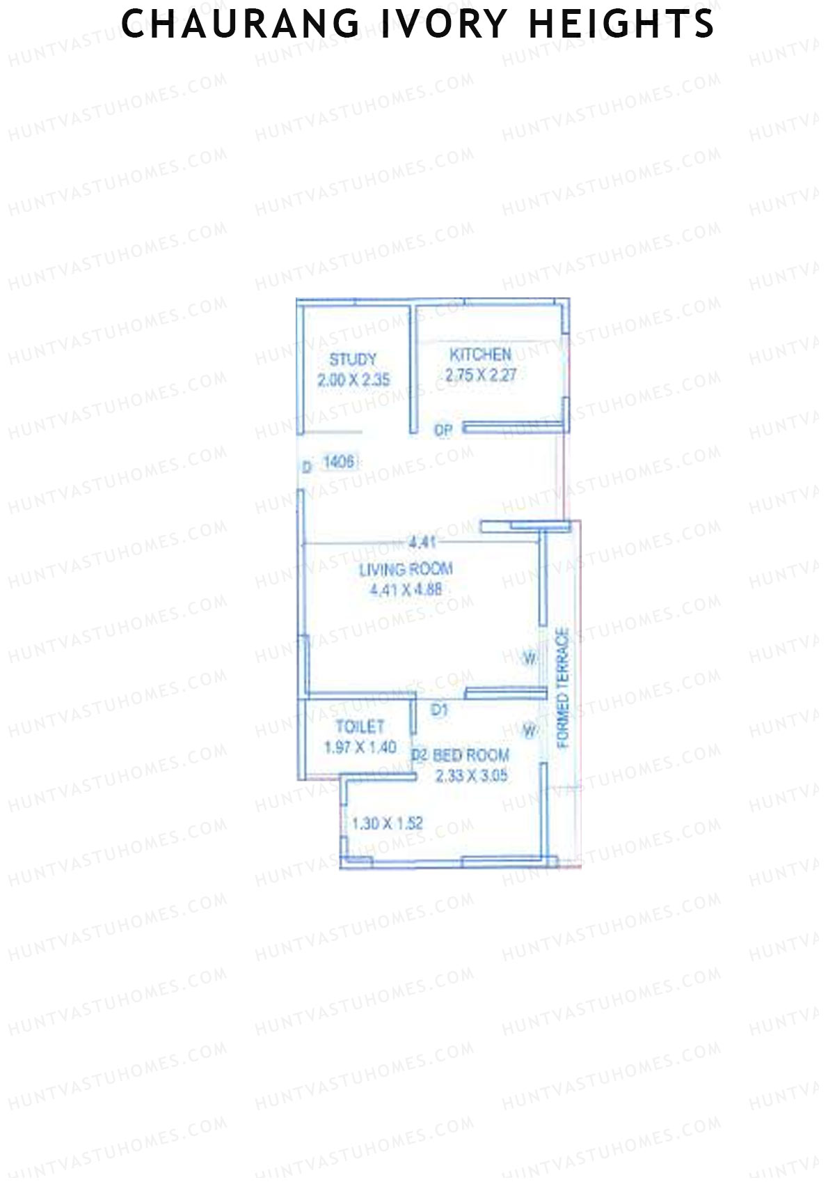 Chaurang Ivory Heights, Wing C, Unit 6, 1BHK, Carpet Area 495   sq ft 