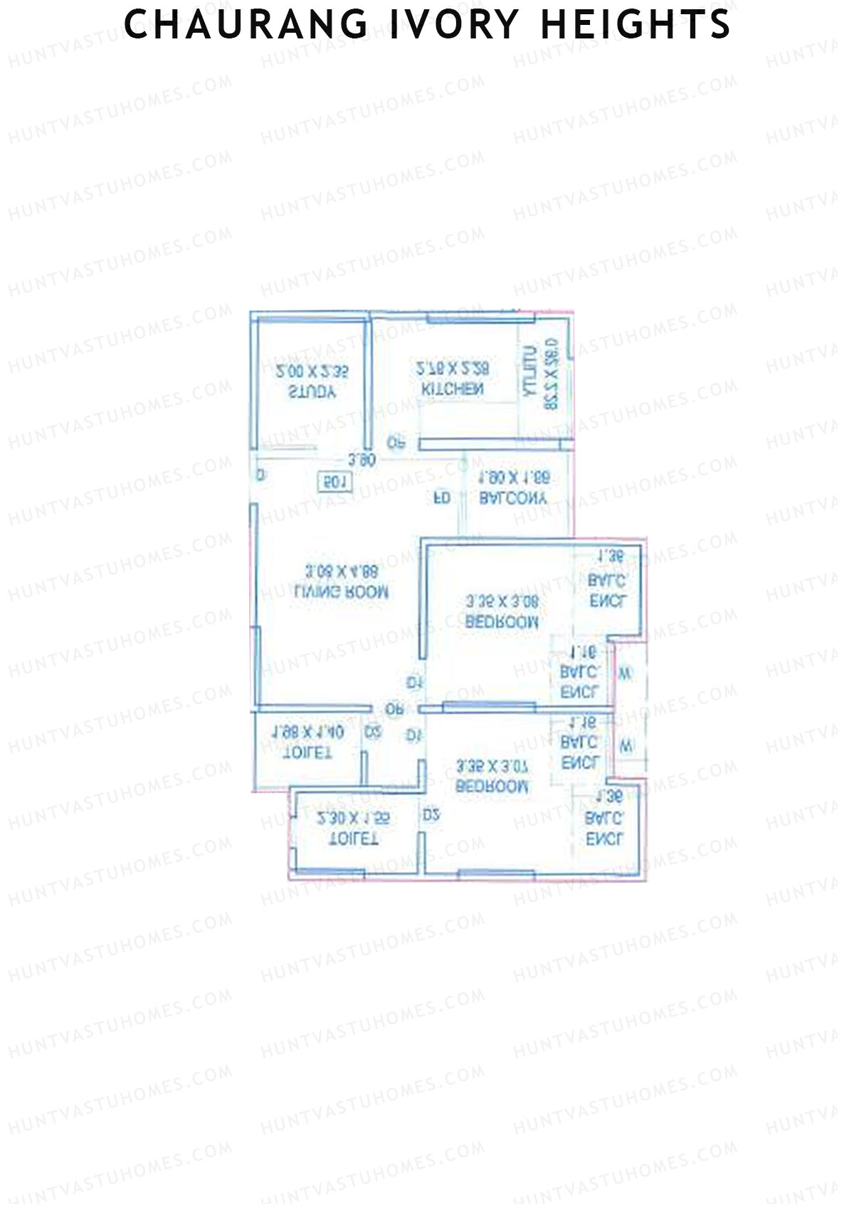Chaurang Ivory Heights, Wing C, Unit 6, 2BHK, Carpet Area 708   sq ft 