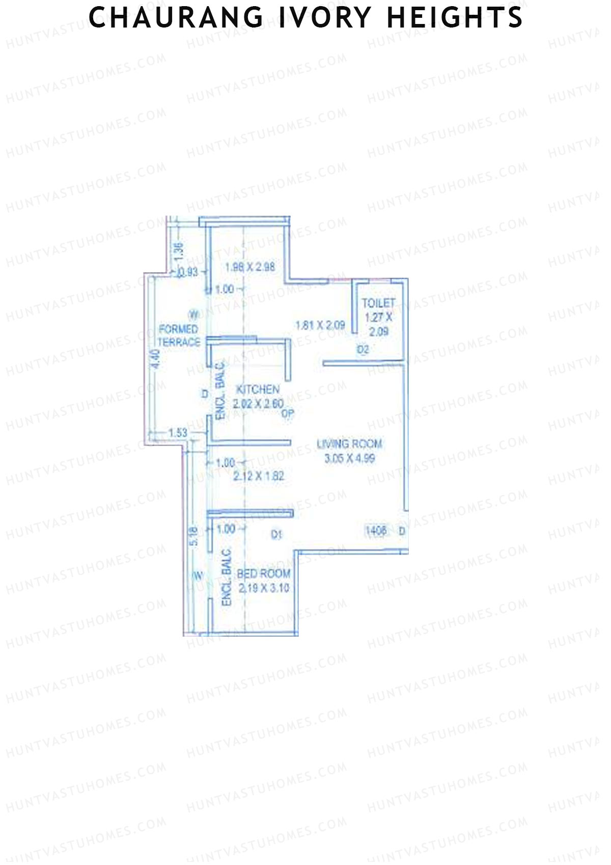 Chaurang Ivory Heights, Wing C, Unit 8, 1BHK, Carpet Area 486   sq ft 