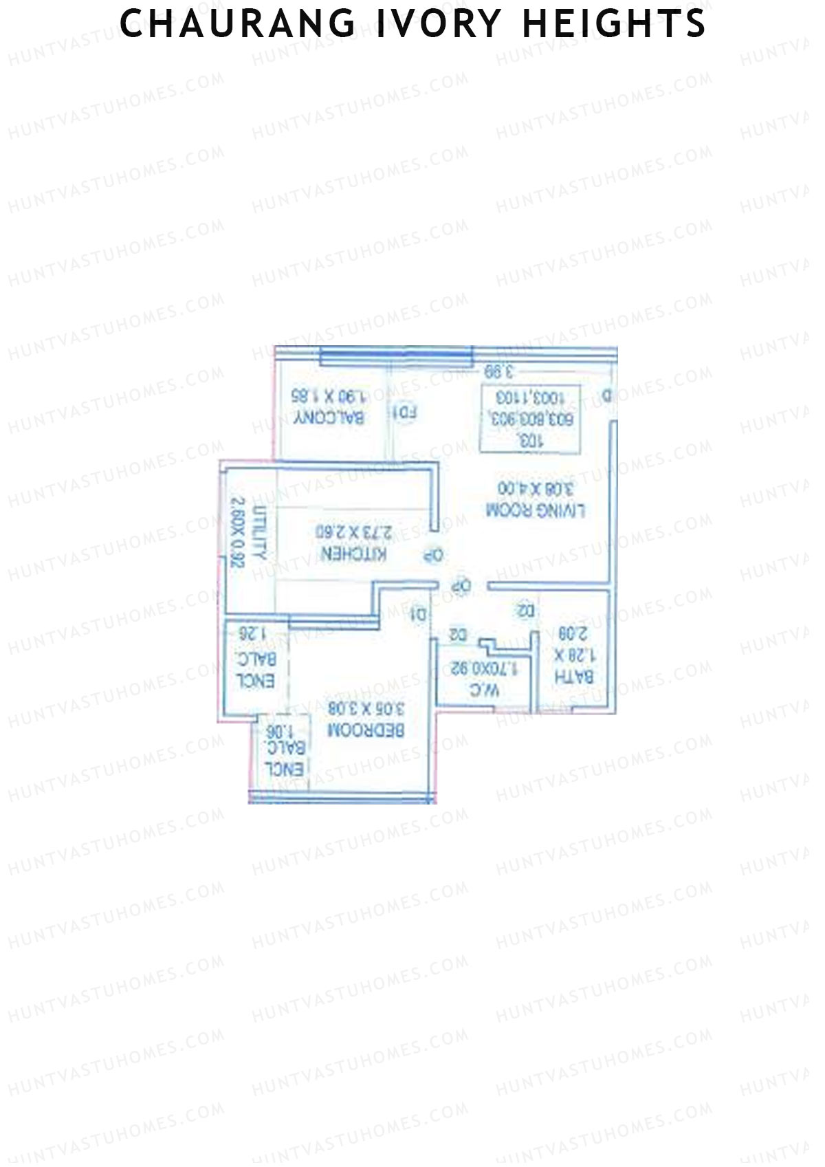 Chaurang Ivory Heights, Wing C, Unit 9, 1BHK, Carpet Area 486   sq ft 