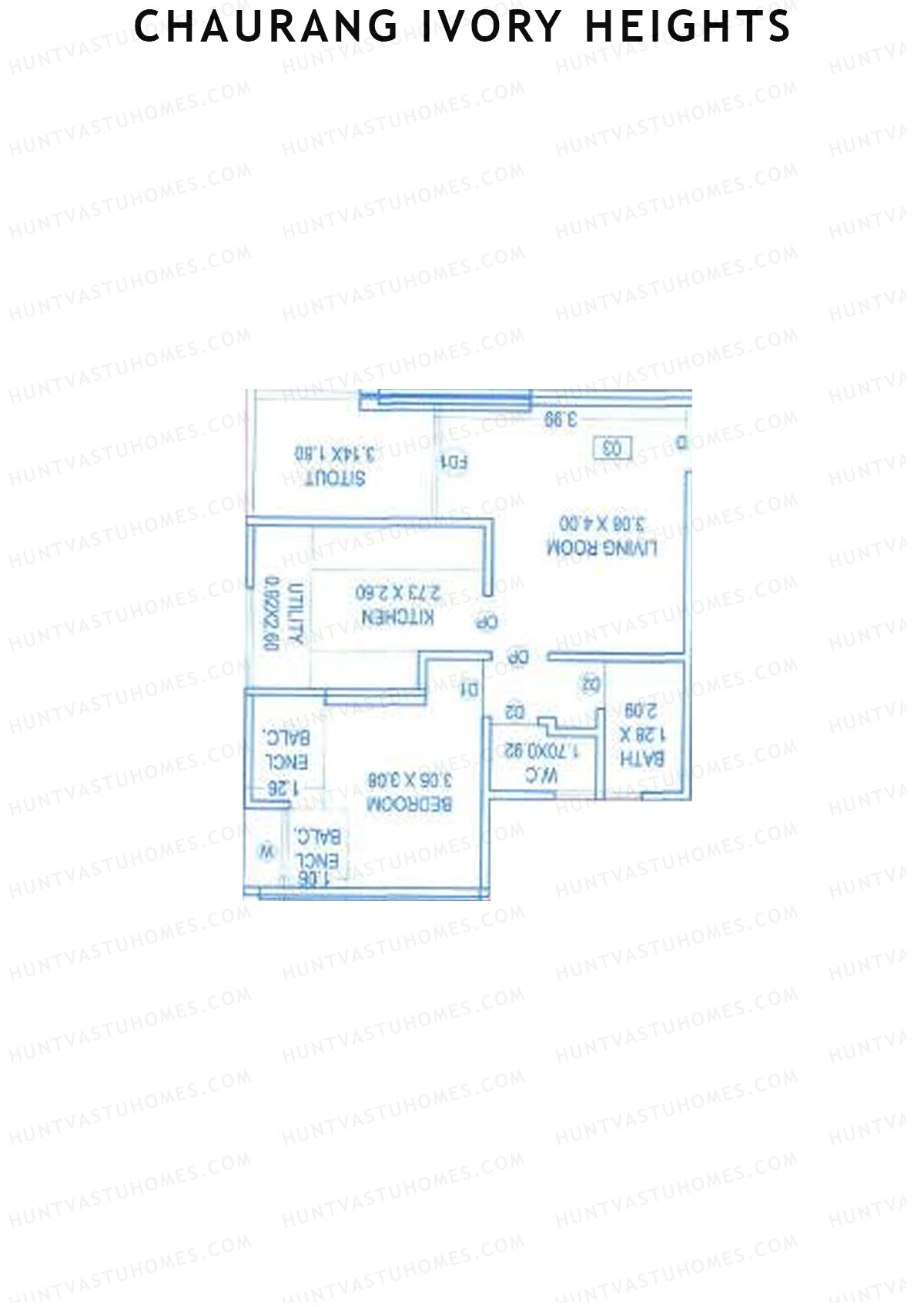 Chaurang Ivory Heights, Wing C, Unit 9, 1BHK, Carpet Area 508   sq ft 