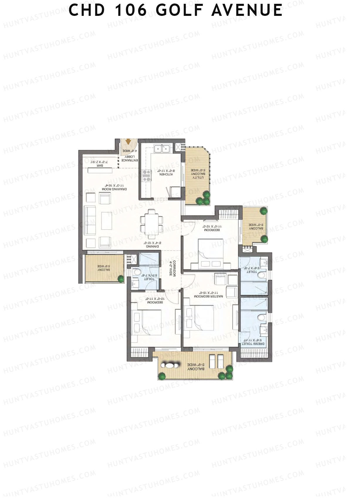 CHD 106 Golf Avenue Tower 1 Unit 2 (Type 1) Floor Plan