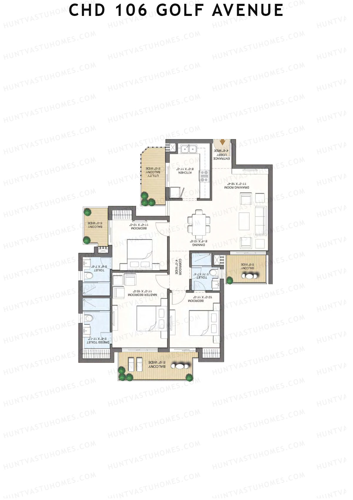 CHD 106 Golf Avenue Tower 3 Unit 3 (Type 2) Floor Plan