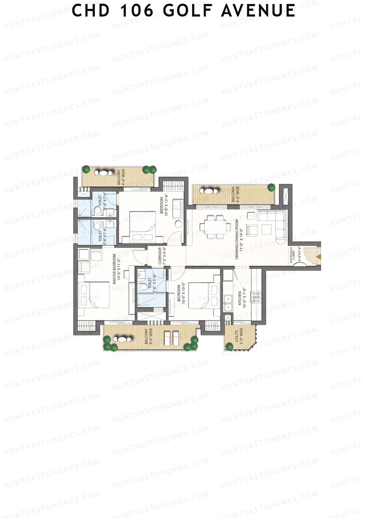 CHD 106 Golf Avenue Tower 3 Unit 4 (Type C) Floor Plan