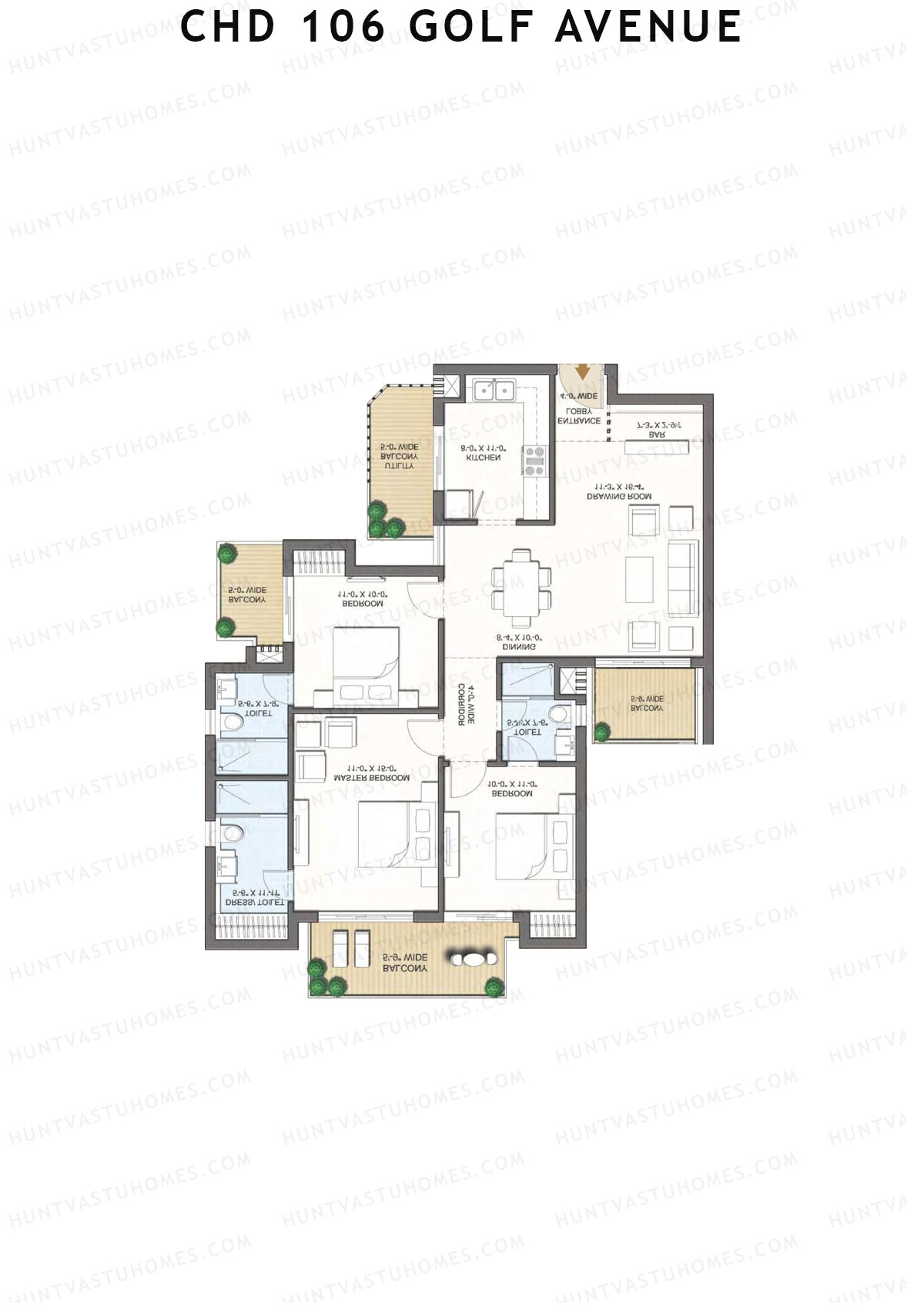 CHD 106 Golf Avenue Tower 5 Unit 3 (Type 1) Floor Plan