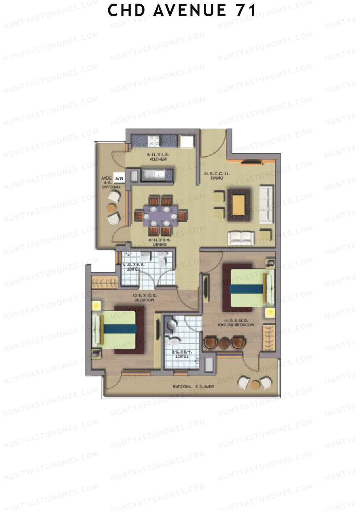 CHD Avenue 71 Tower 14 Unit 3  Floor Plan
