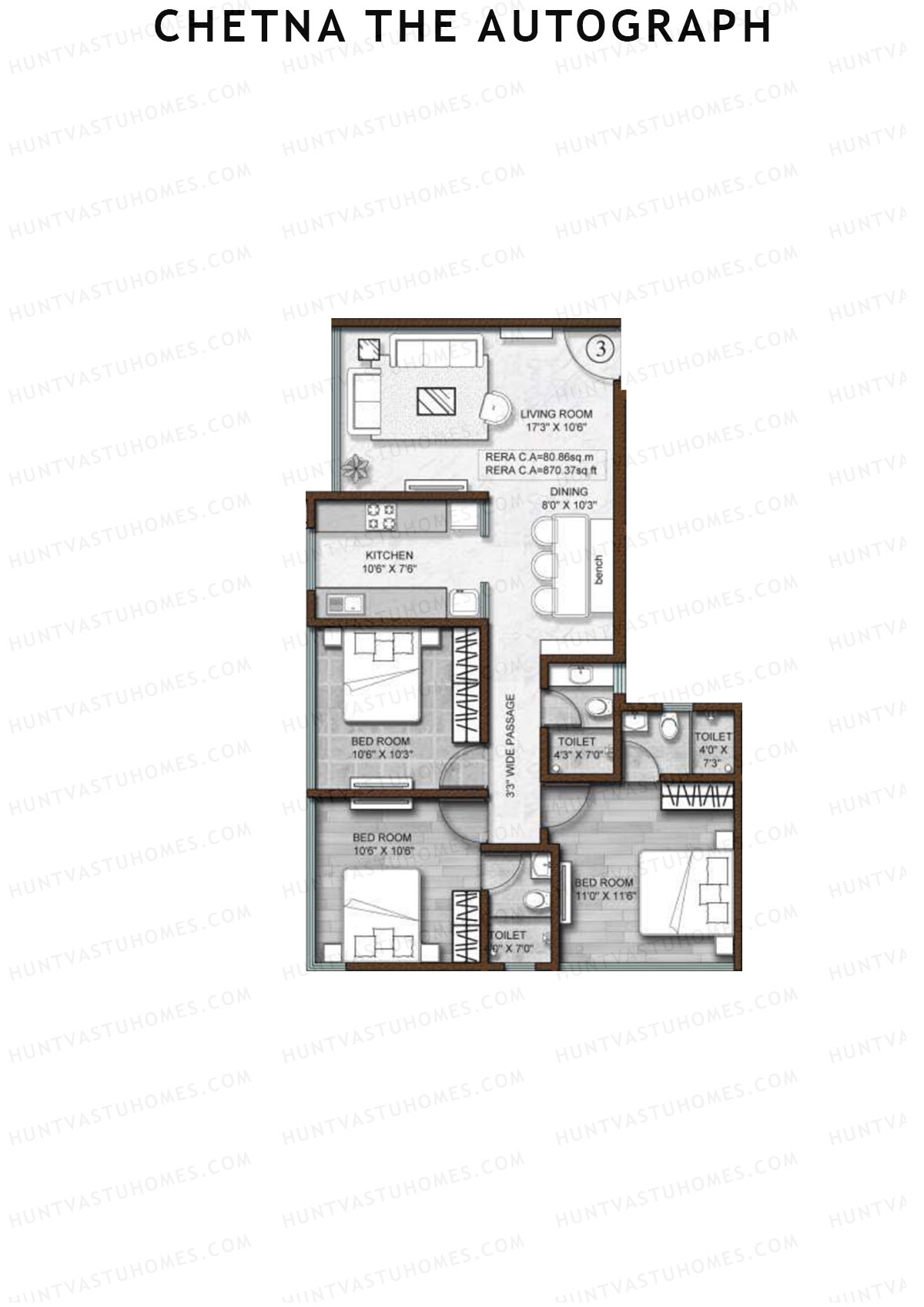Chetna The Autograph Block A Unit 3 Floor Plan