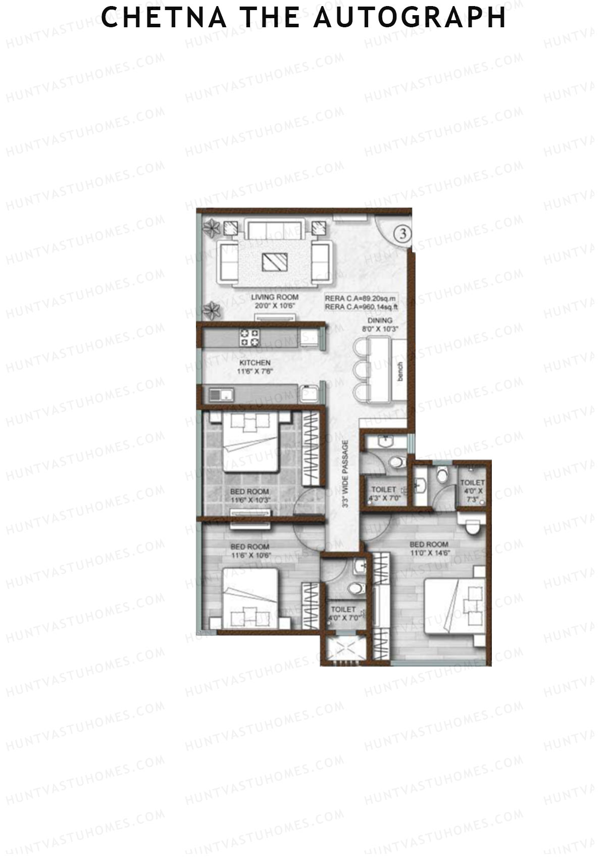 Chetna The Autograph Block A Unit 3 Floor Plan
