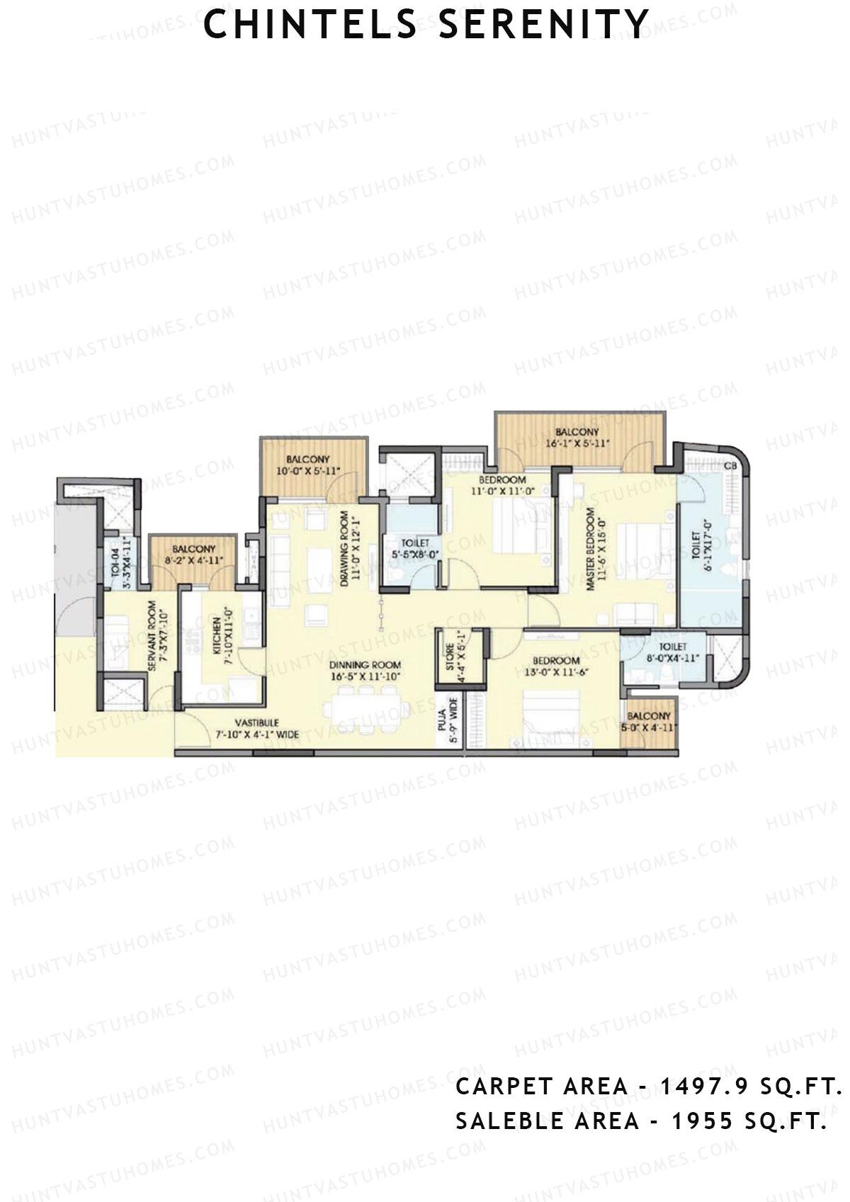 Chintels Serenity Tower 1 Unit 3 Floor Plan