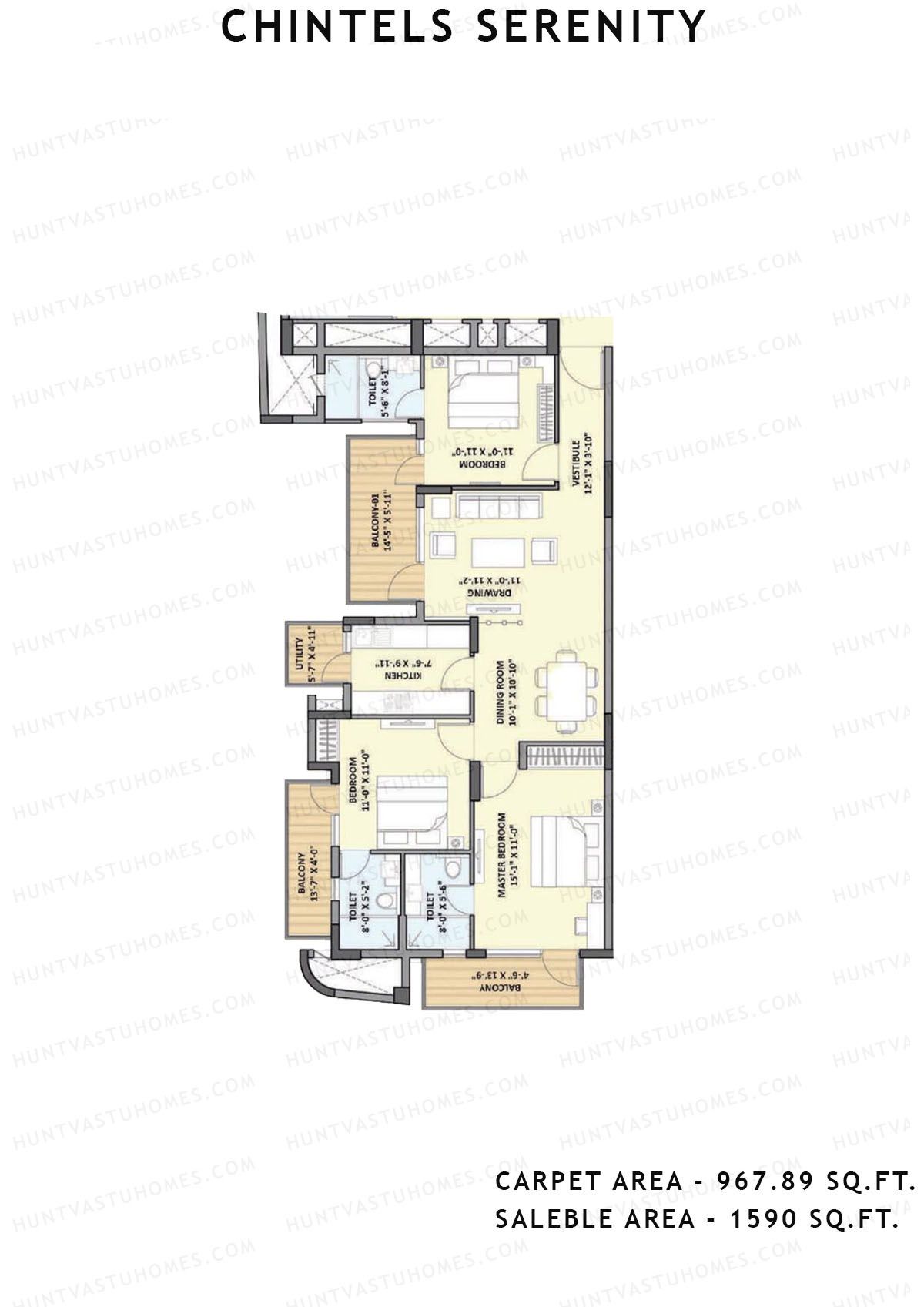 Chintels Serenity Tower 8 Unit 1 Floor Plan