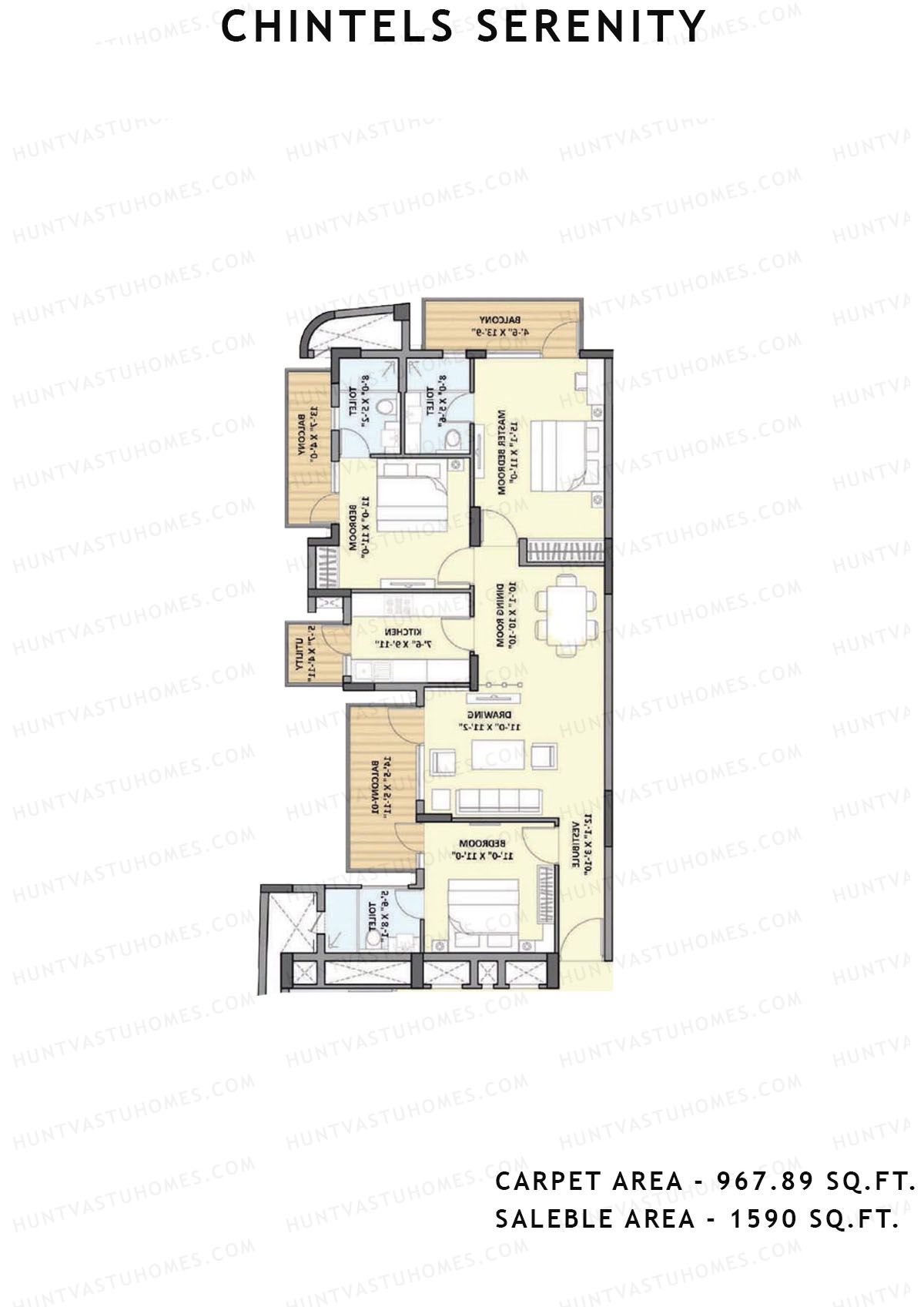 Chintels Serenity Tower 8 Unit 3 Floor Plan