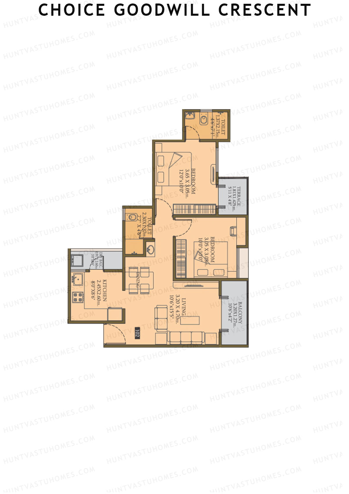 Choice Goodwill Crescent Wing B Unit 2 Floor Plan