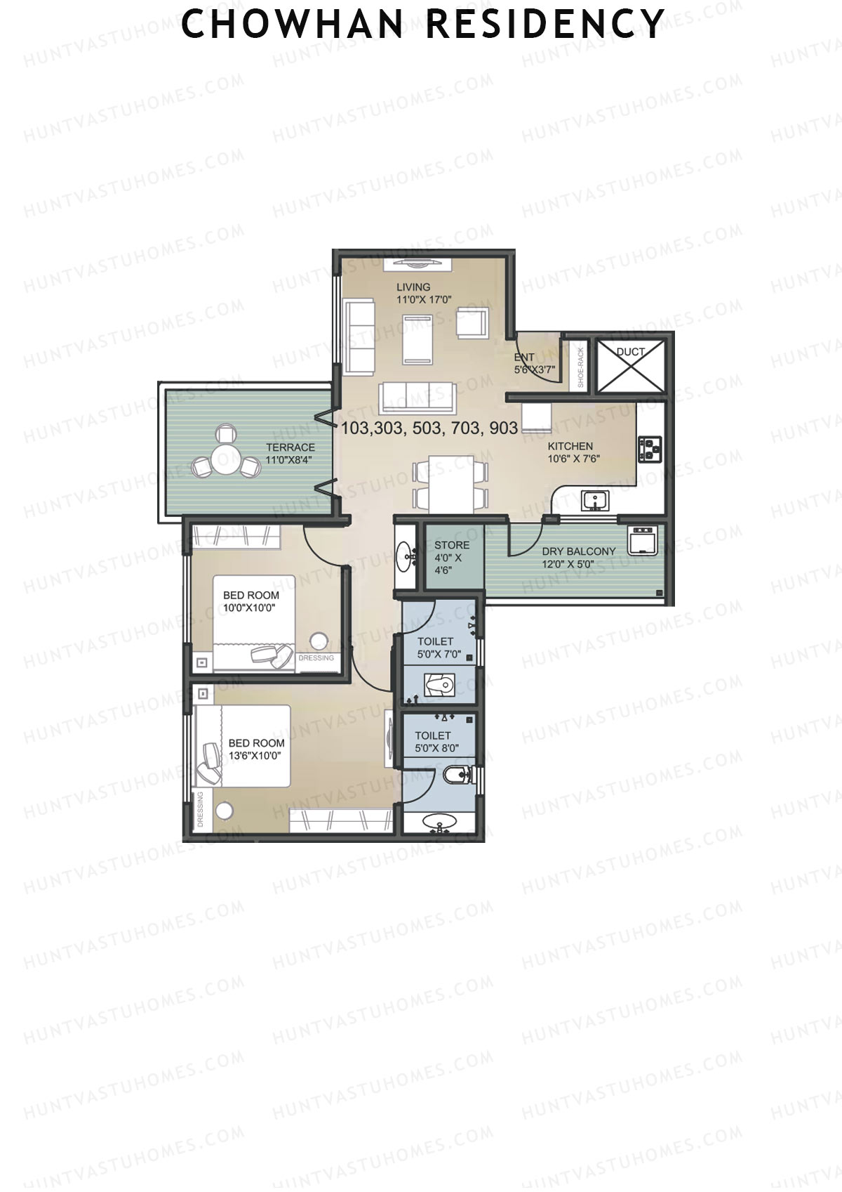 Chowhan Residency Tower 1 Unit 3 Floor Plan