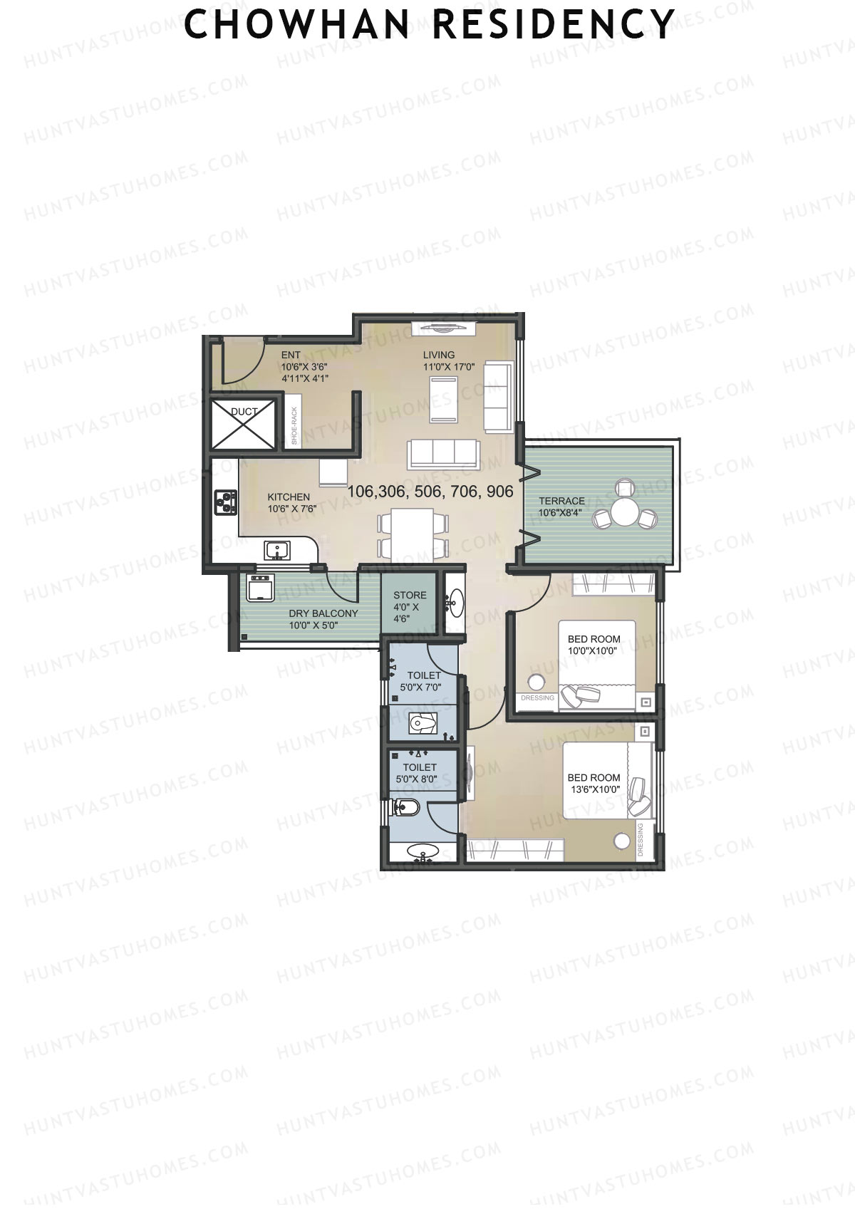 Chowhan Residency Tower 1 Unit 6 Floor Plan