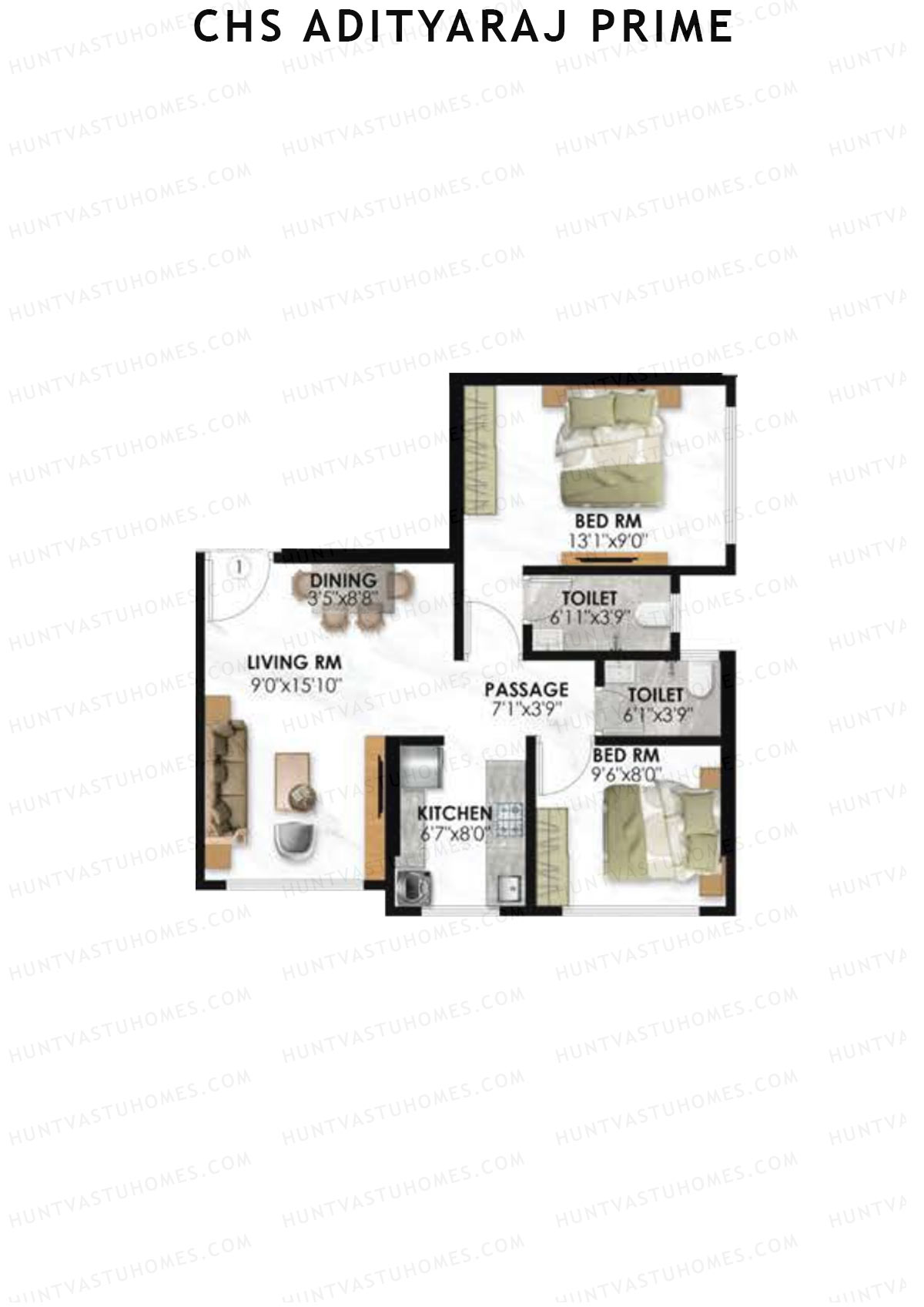 CHS Adityaraj Prime Block A Unit 1 Floor Plan