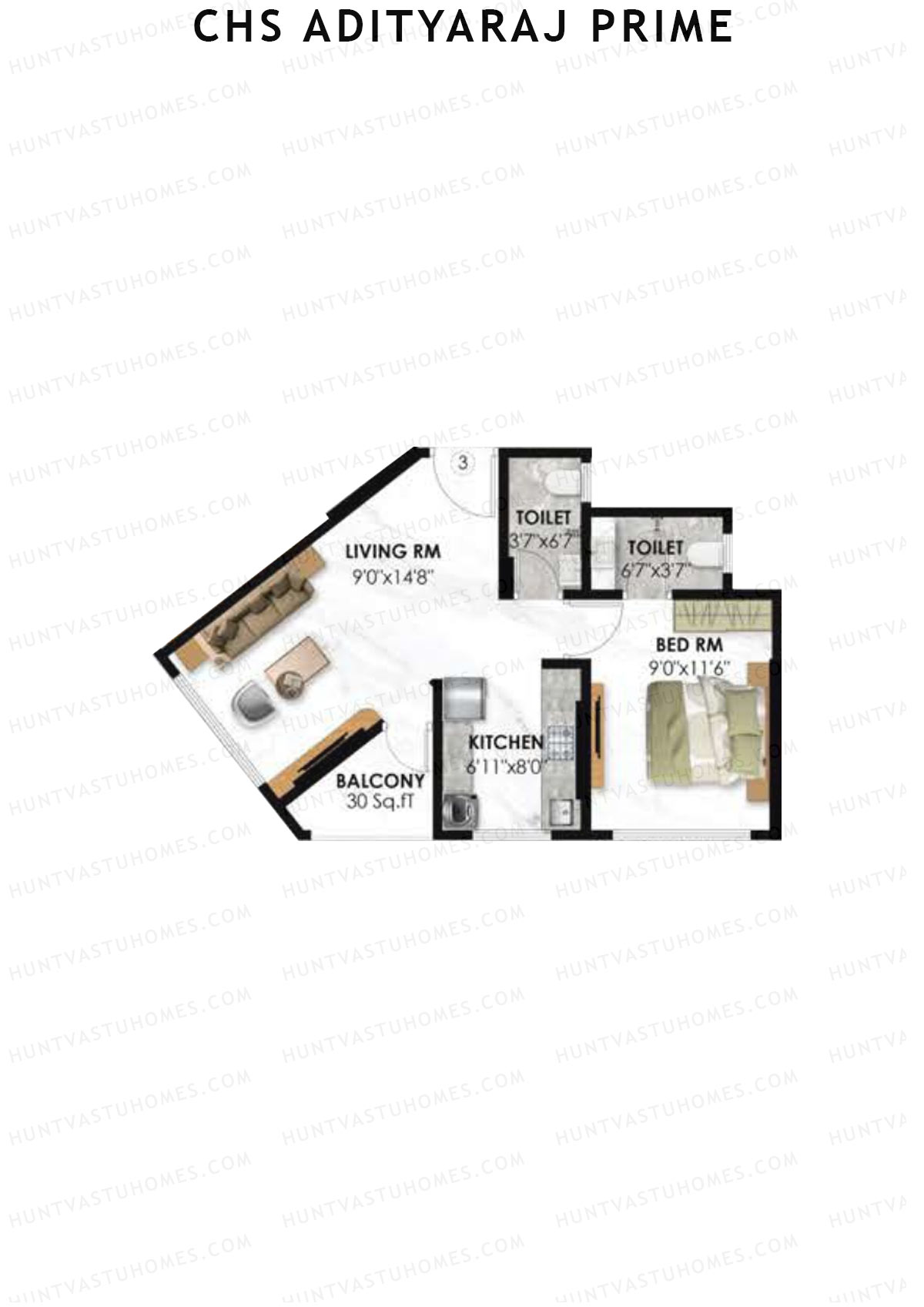 CHS Adityaraj Prime Block A Unit 3 Floor Plan