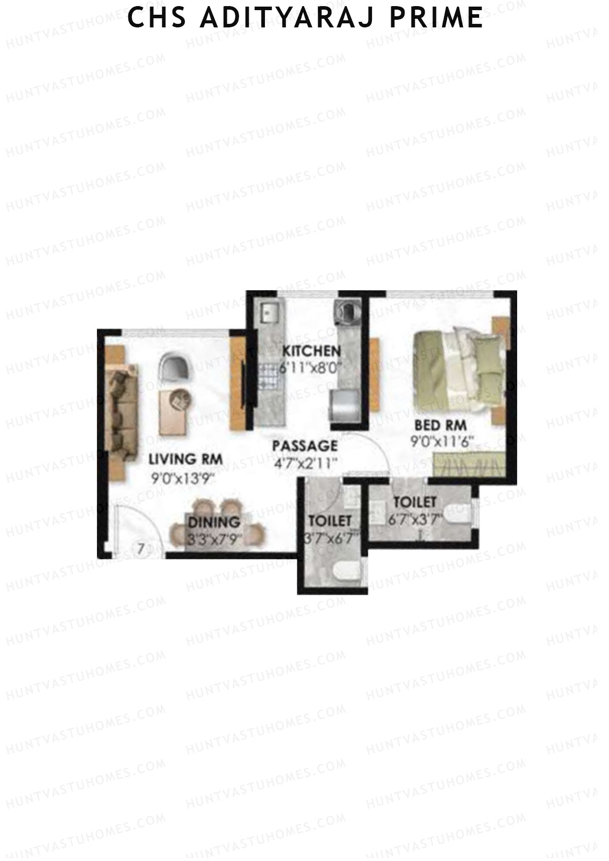 CHS Adityaraj Prime Block A Unit 7 Floor Plan