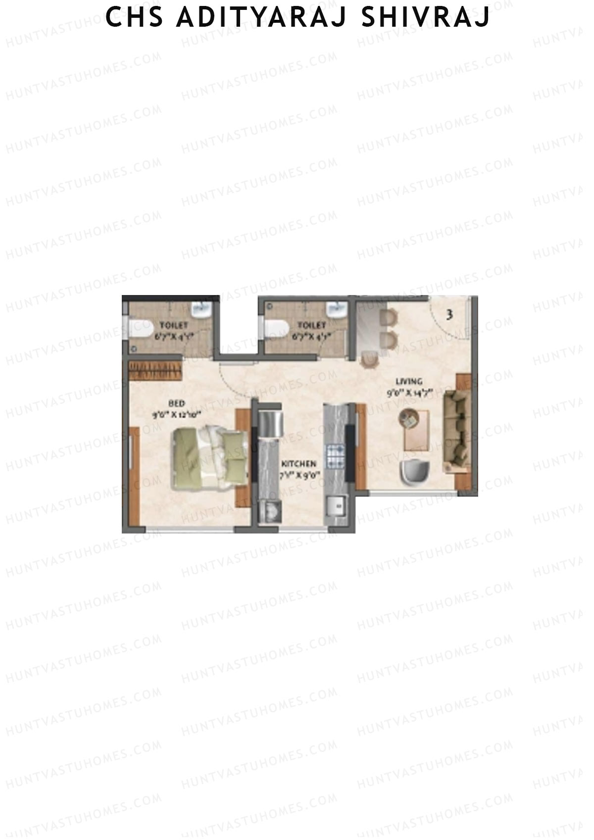 CHS Adityaraj Shivraj Wing B Unit 3 Floor Plan