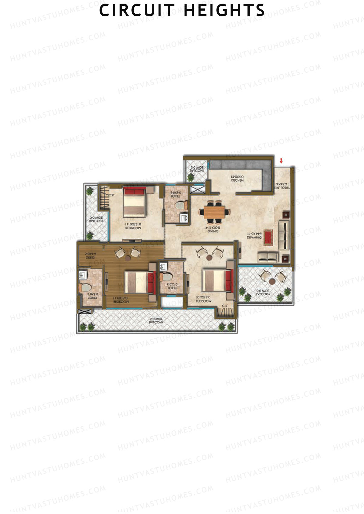 Circuit Heights Tower A Unit 3 Floor Plan