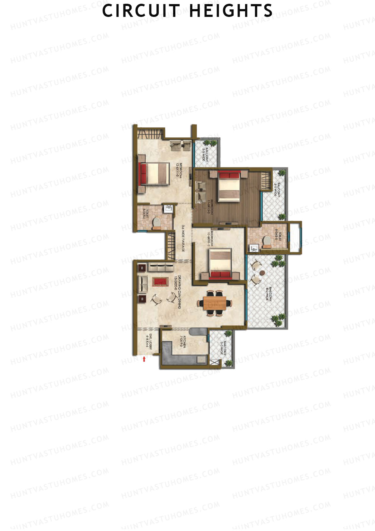 Circuit Heights Tower A Unit 6 Floor Plan