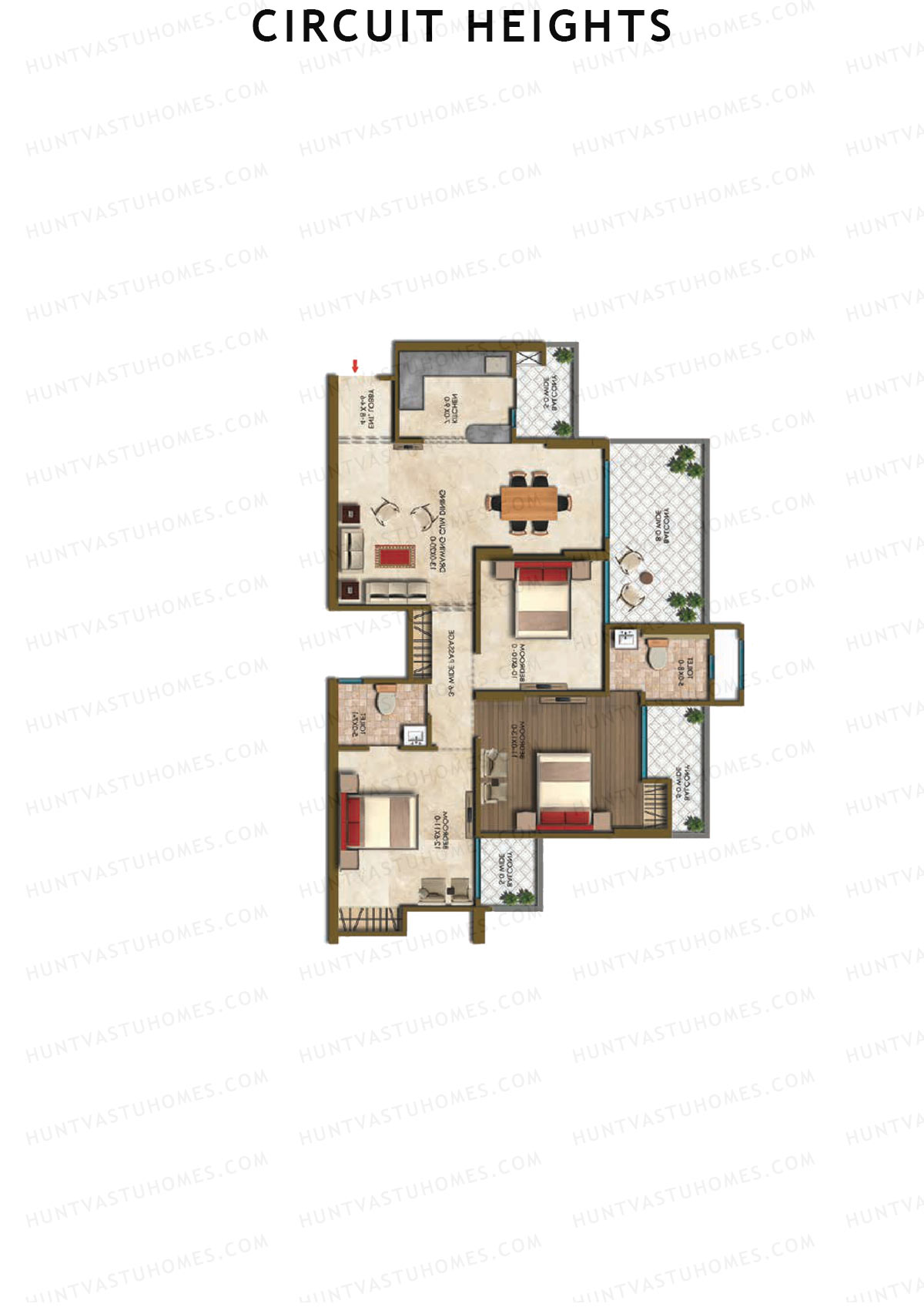Circuit Heights Tower B Unit 3 Floor Plan