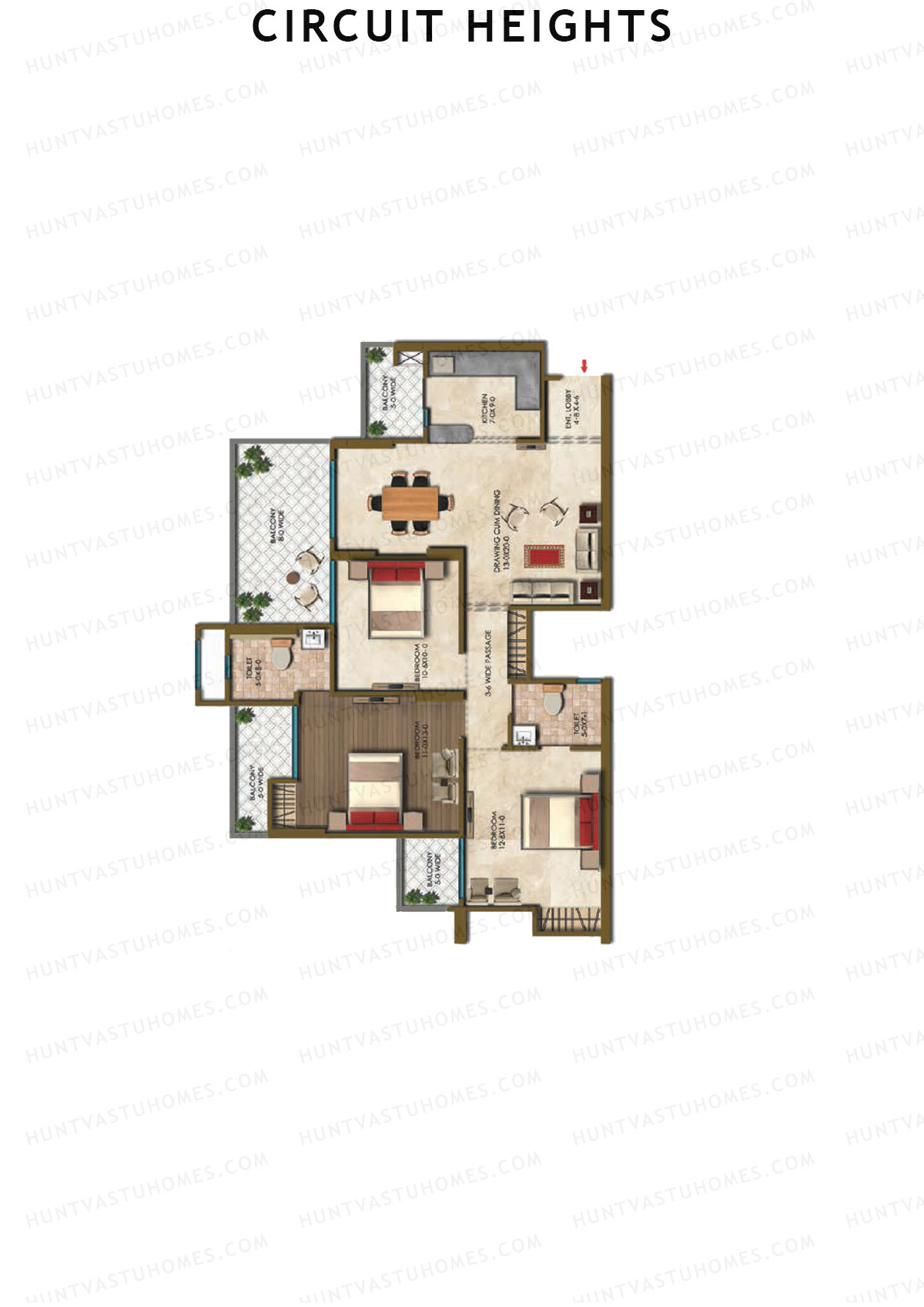 Circuit Heights Tower B Unit 4 Floor Plan